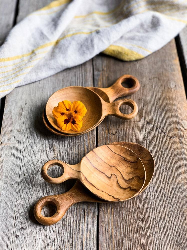 Bali Harvest - Teak Wooden Scoop with Hole - Sugar Salt Spice Granola Spoon
