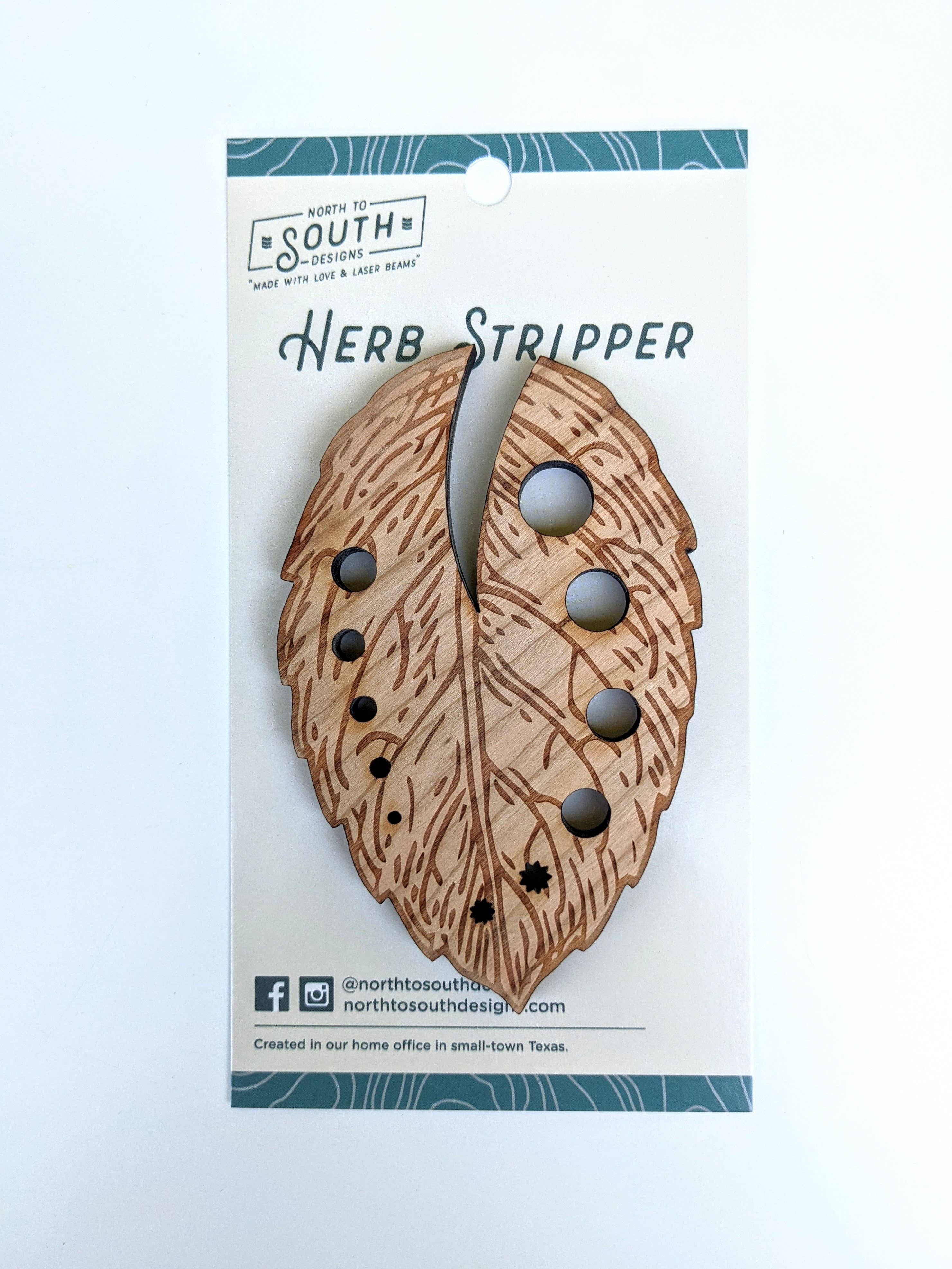 Solid-Wood Herb Stripper Kitchen Tool