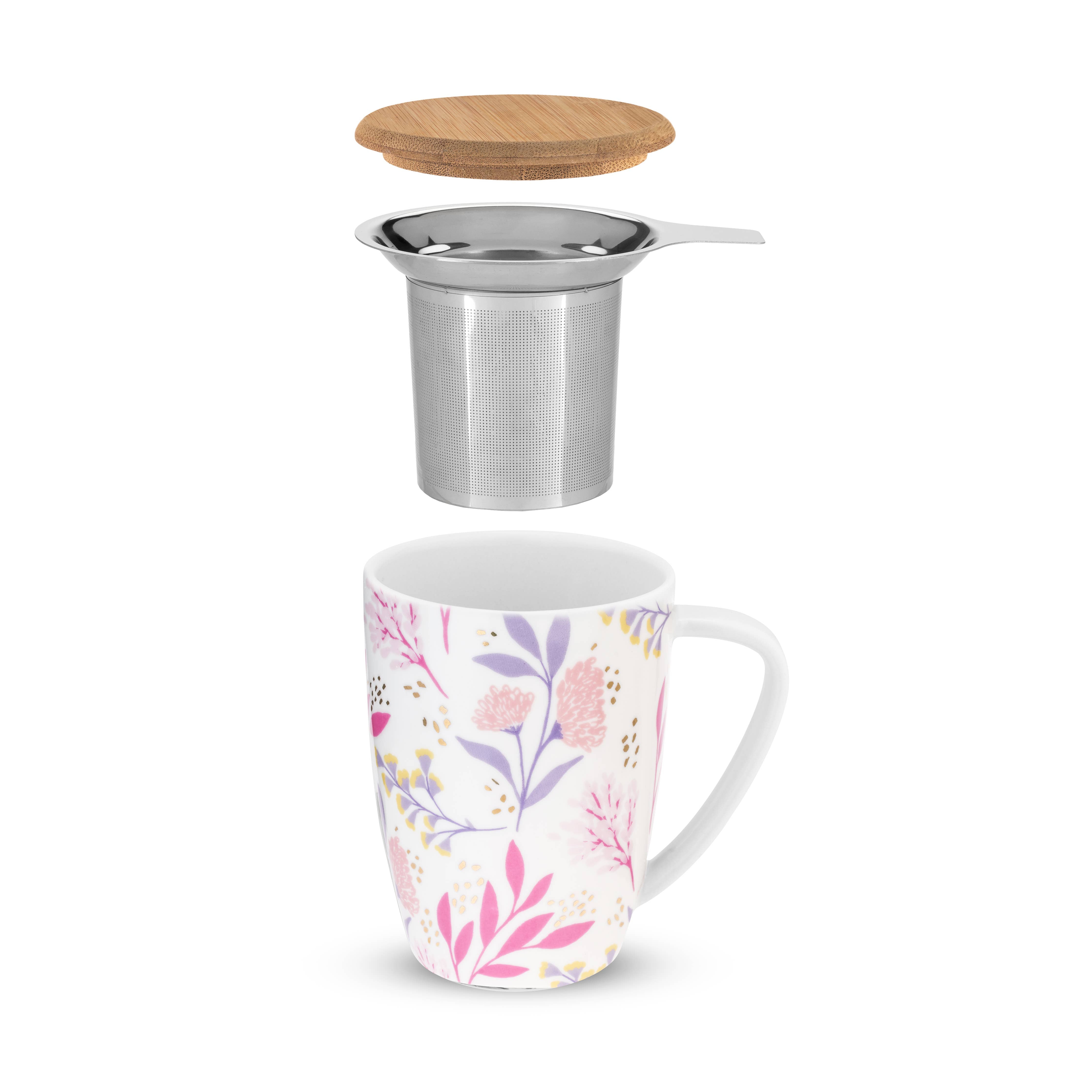 Pinky Up Bailey botanical bliss ceramic tea mug and infuser