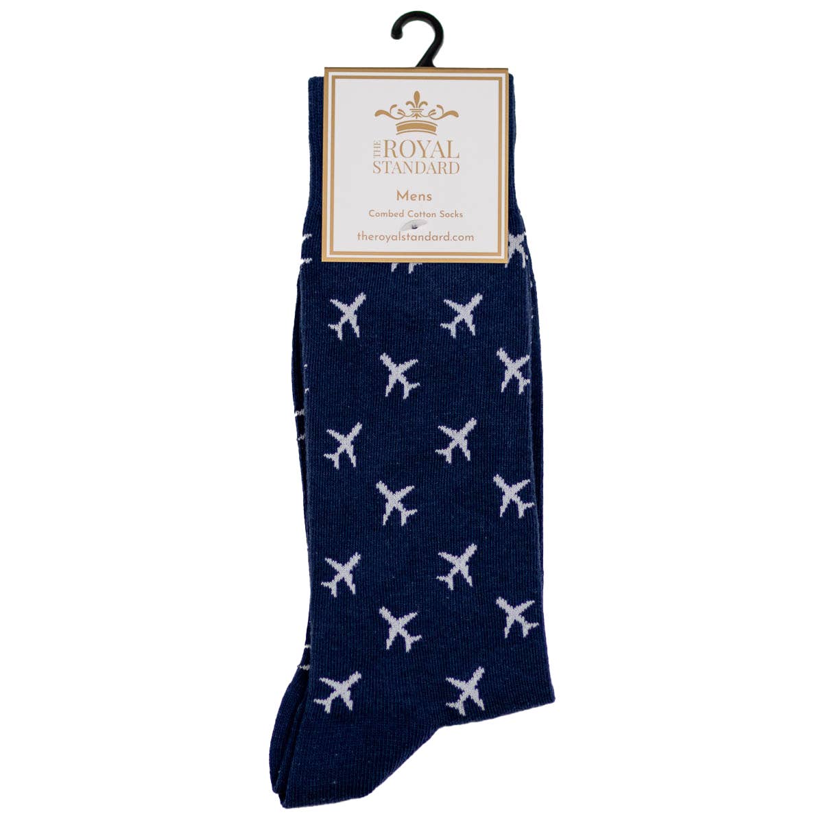 Men's Airplane Socks Navy/White One Size