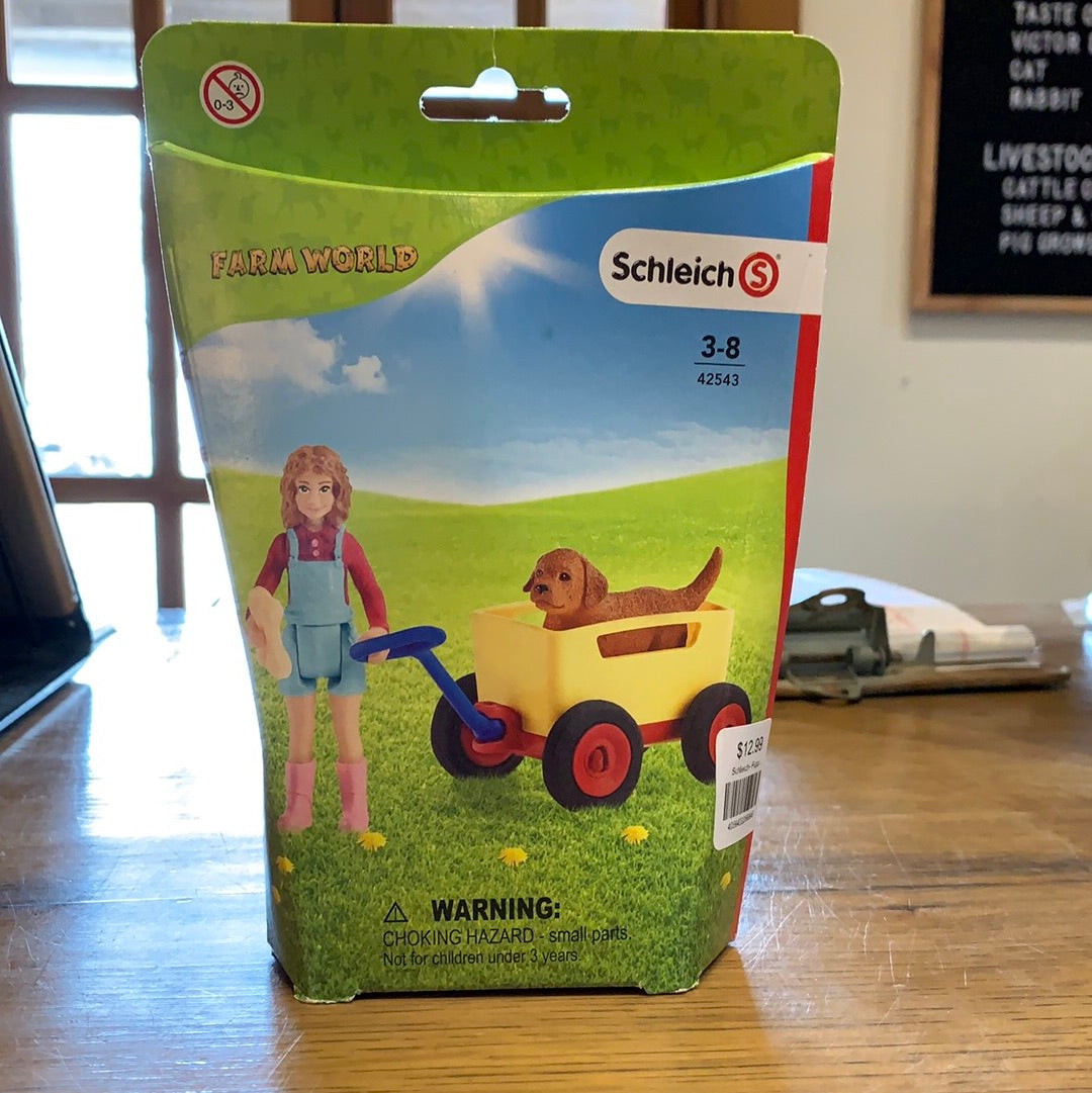Schleich Puppy Wagon Ride playset with dog figurines