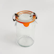 Weck juice glass jar with lid and clamps