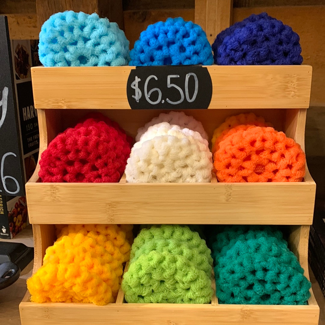 Hand crocheted scrubby in assorted colors
