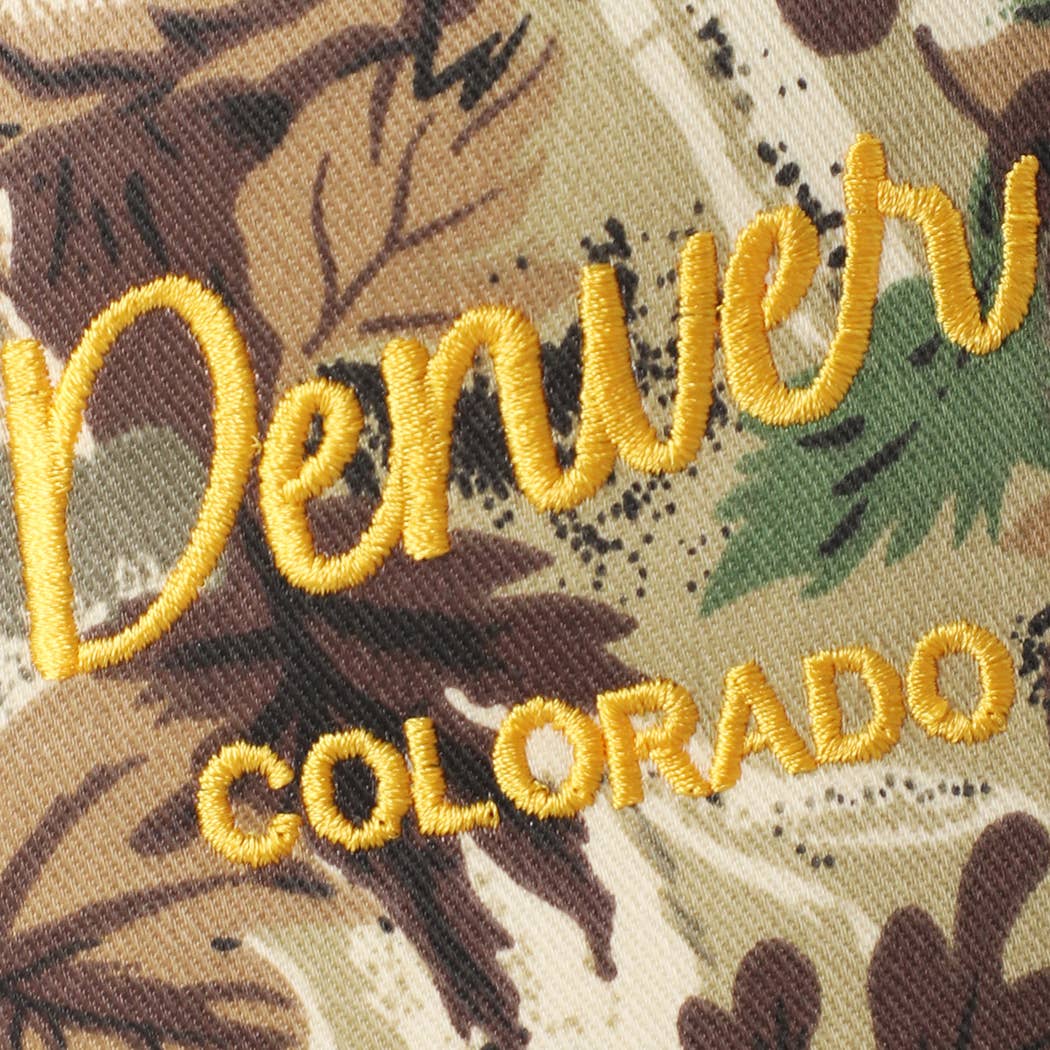 Custom camo embroidered cap with city and state design