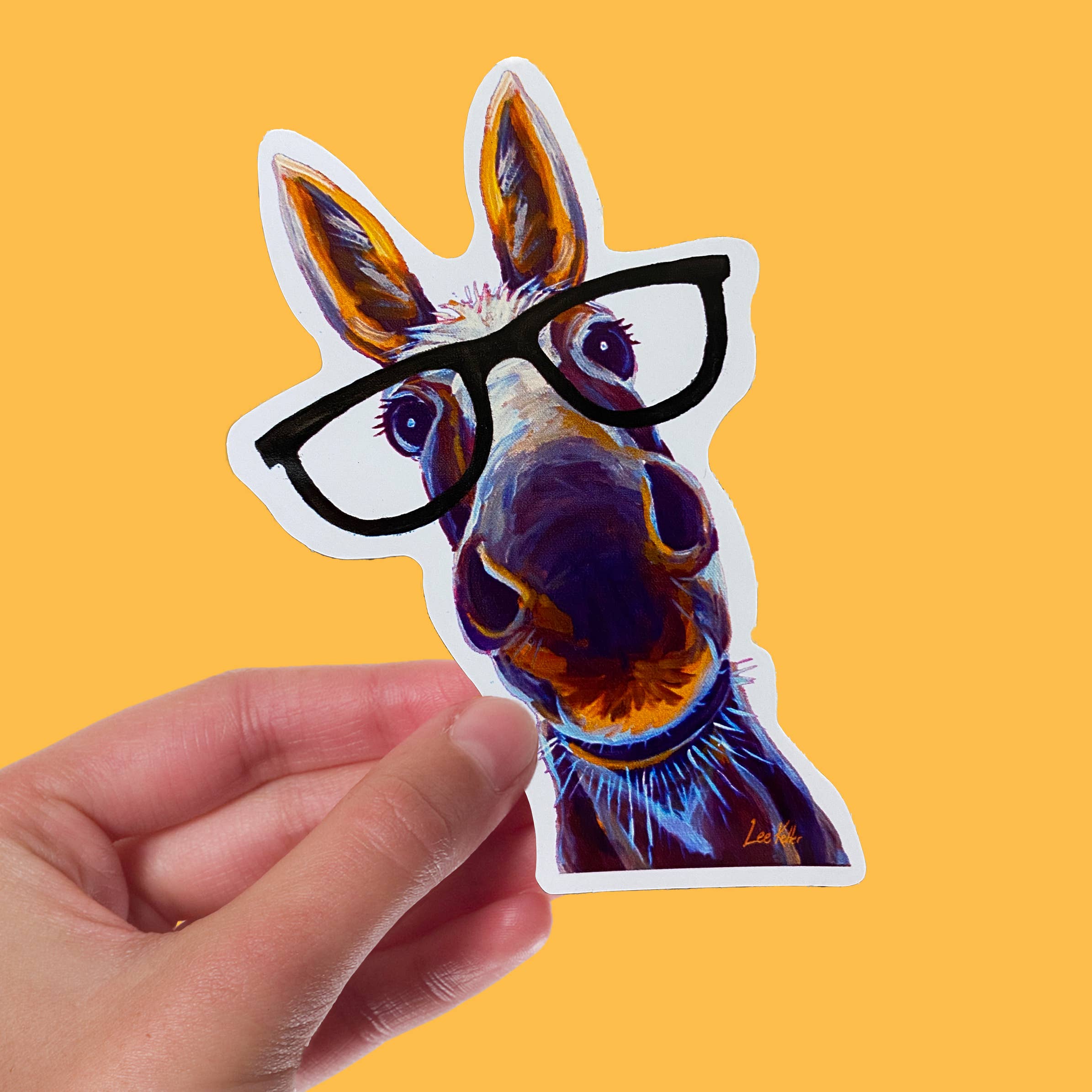 Donkey Sticker, 4" Sticker, Cute Donkey with Glasses Sticker