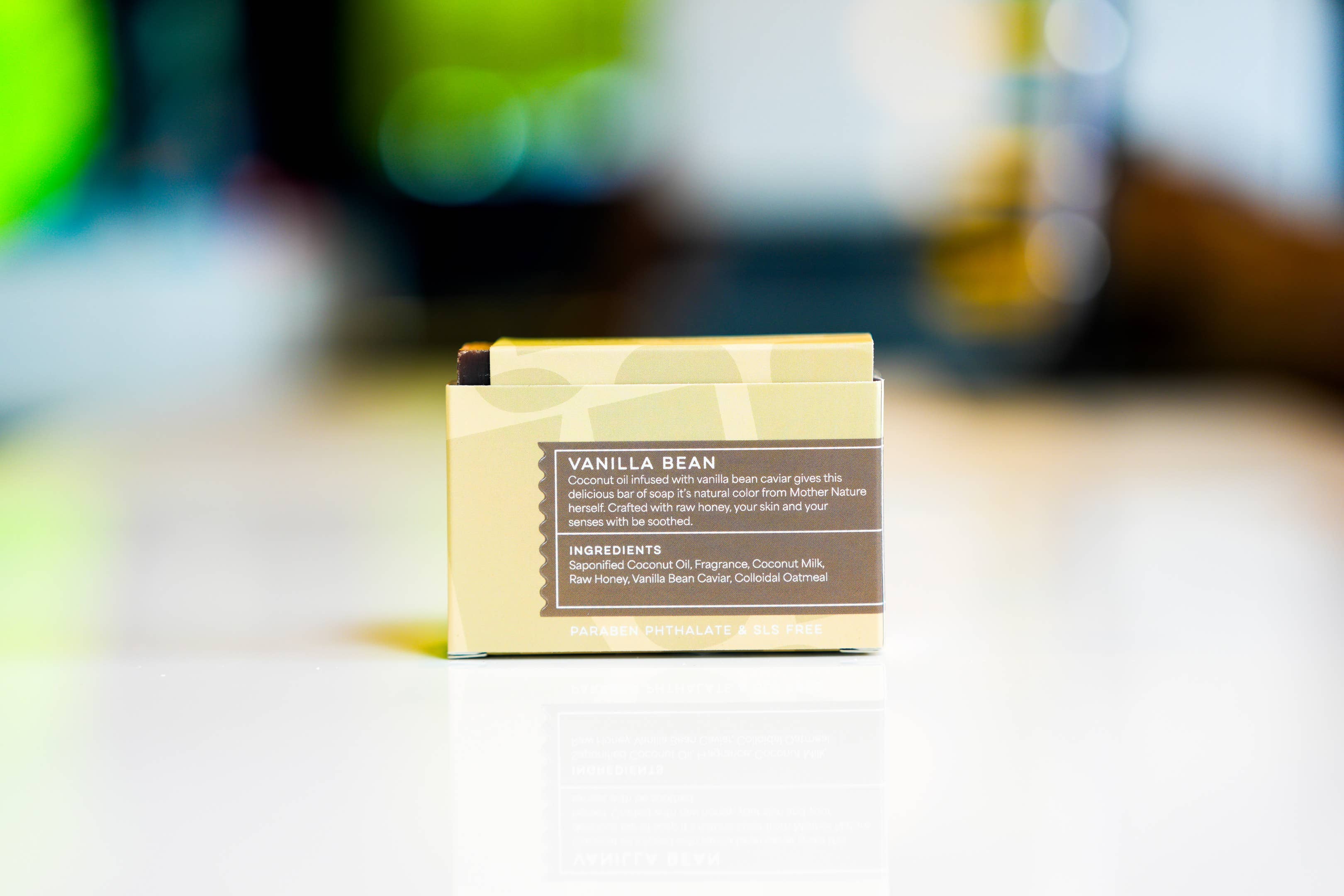 Vanilla Bean bar soap label detail view
