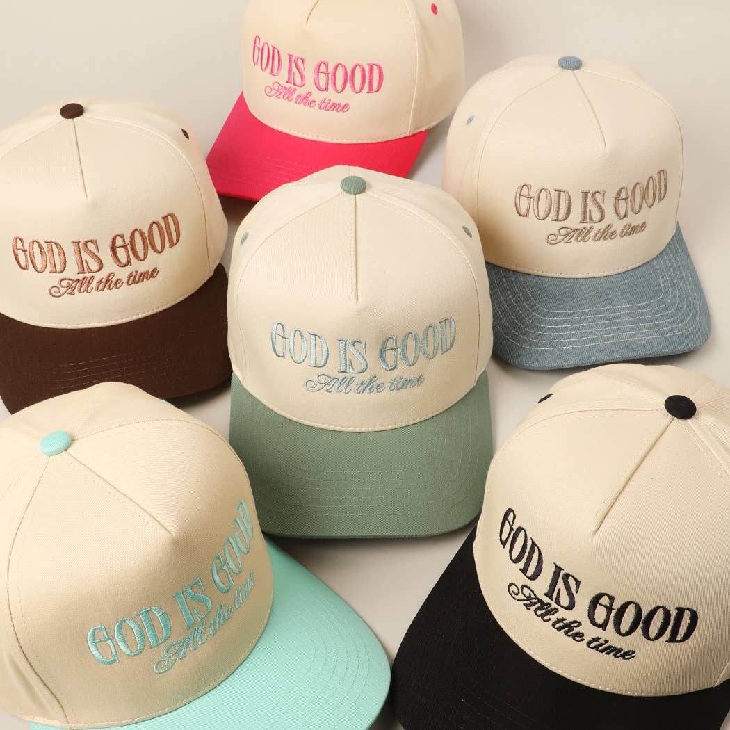 God Is Good All The Time trucker hat side view