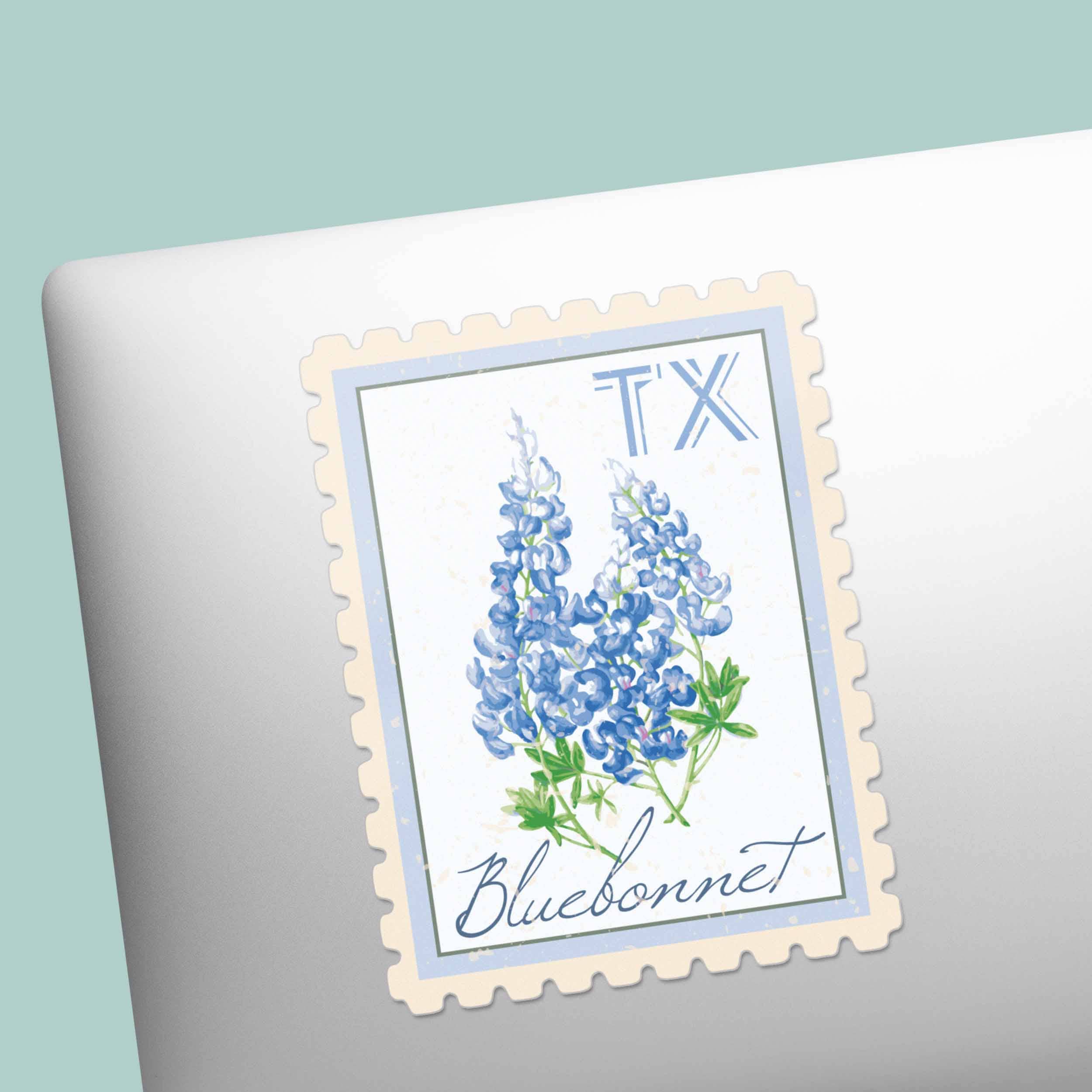 Texas State Flower Bluebonnets Sticker - Vintage Stamp Decal