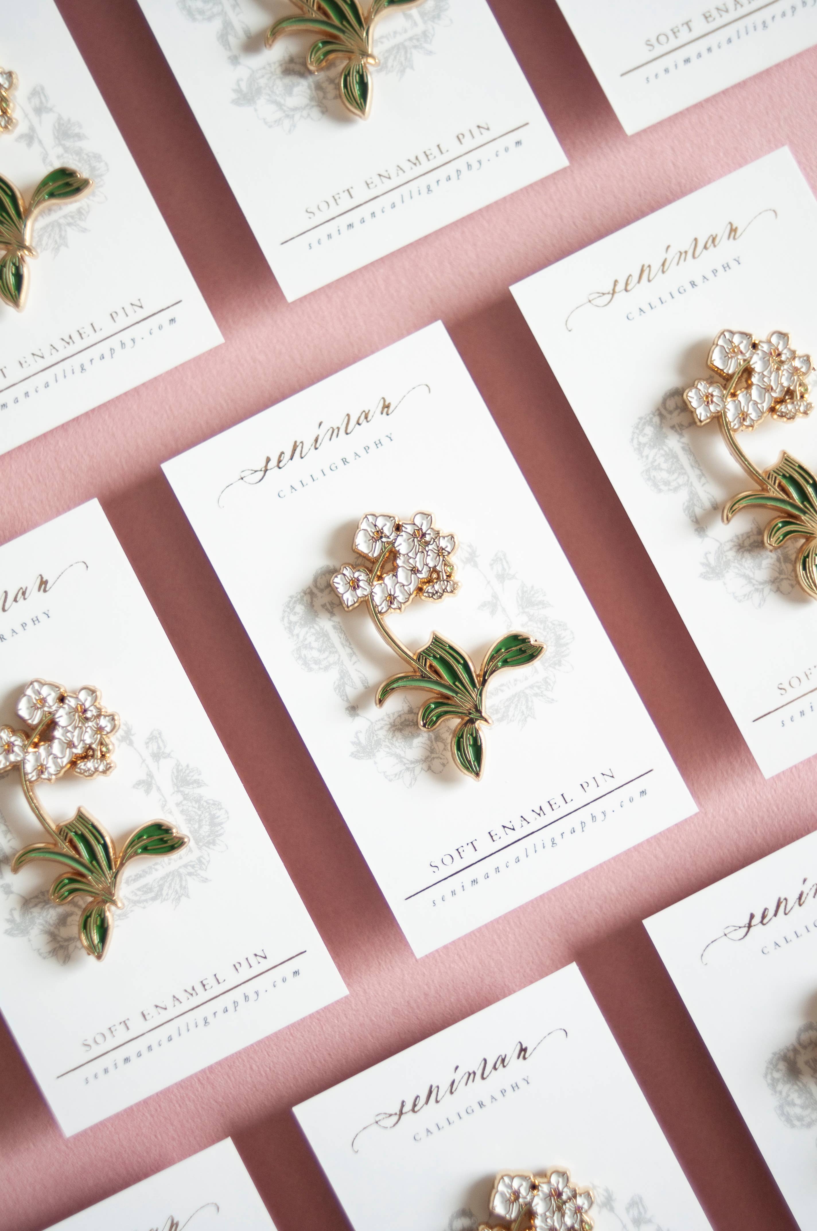 White Orchid Soft Enamel Pin