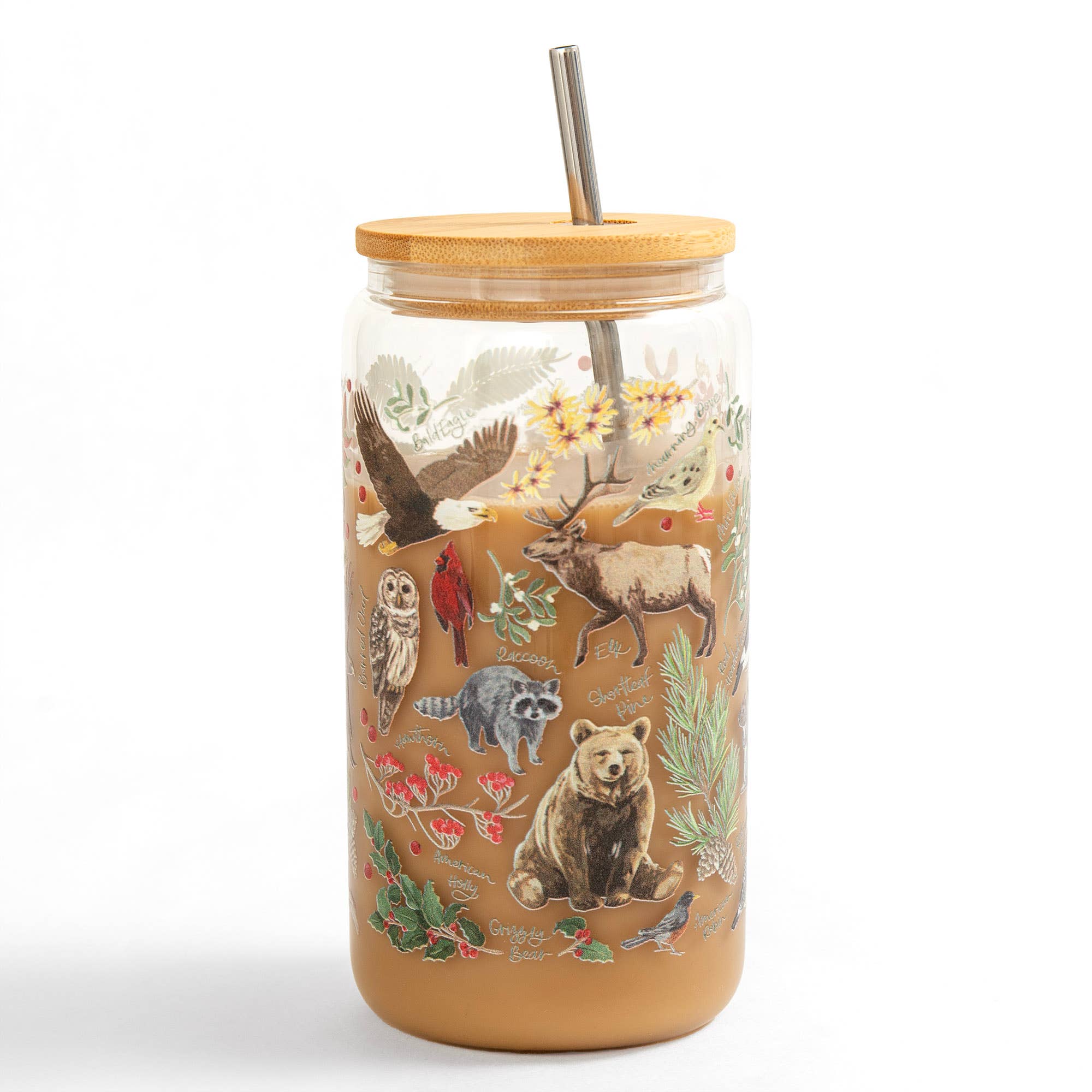 Winter Flora & Fauna Glass Can