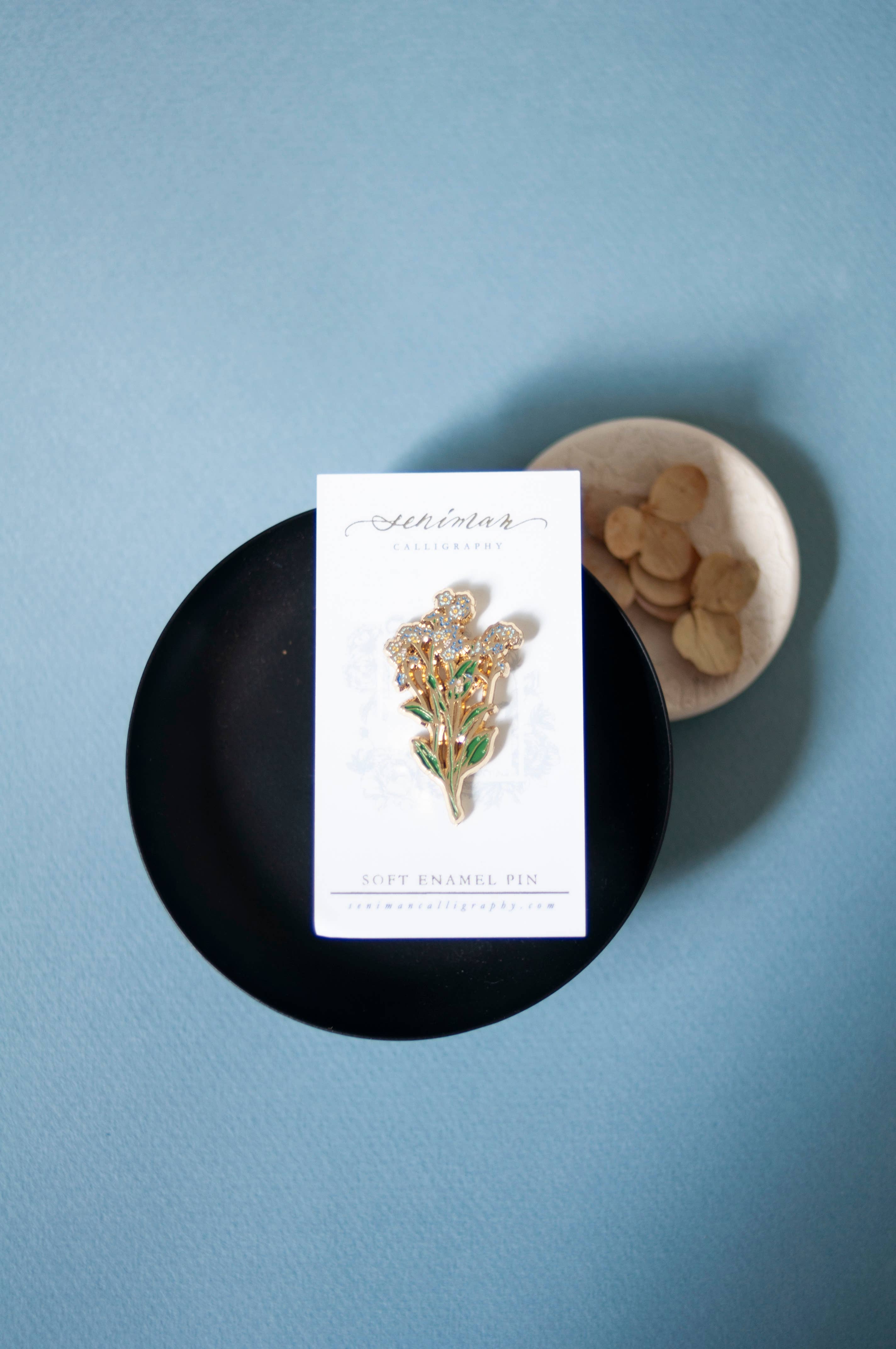 Blue Forget Me Not soft enamel pin