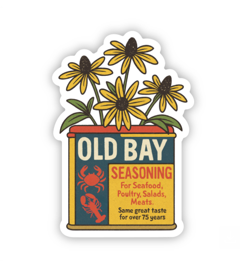 Old Bay Flowers Sticker retro kitchen vinyl decal