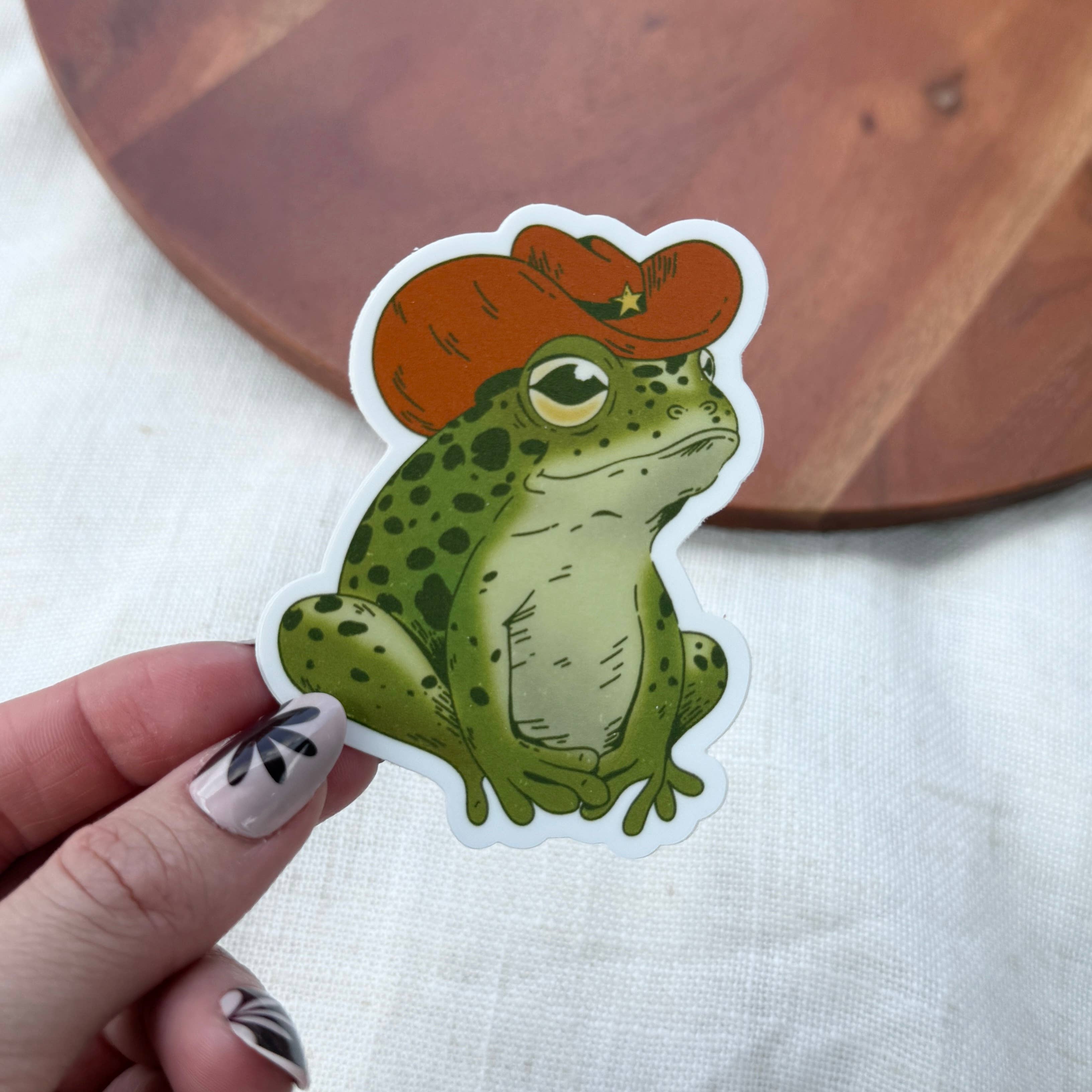 Cowboy Frog Sitting Southern sticker with frog in hat