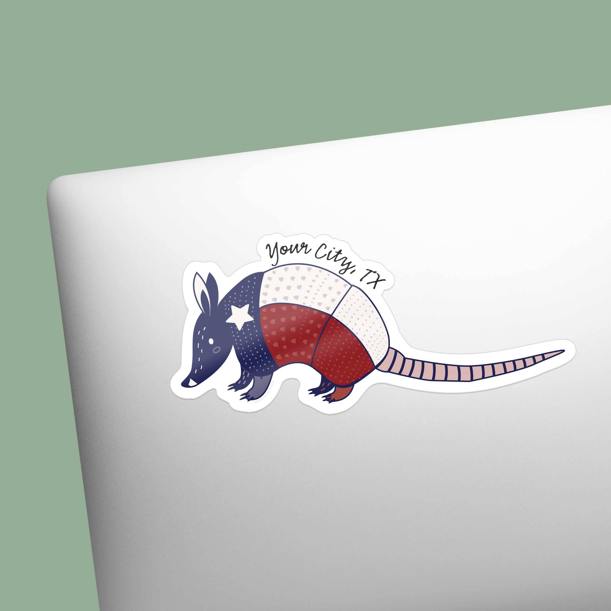 Custom Texas Armadillo Sticker - TX Name Drop Decal