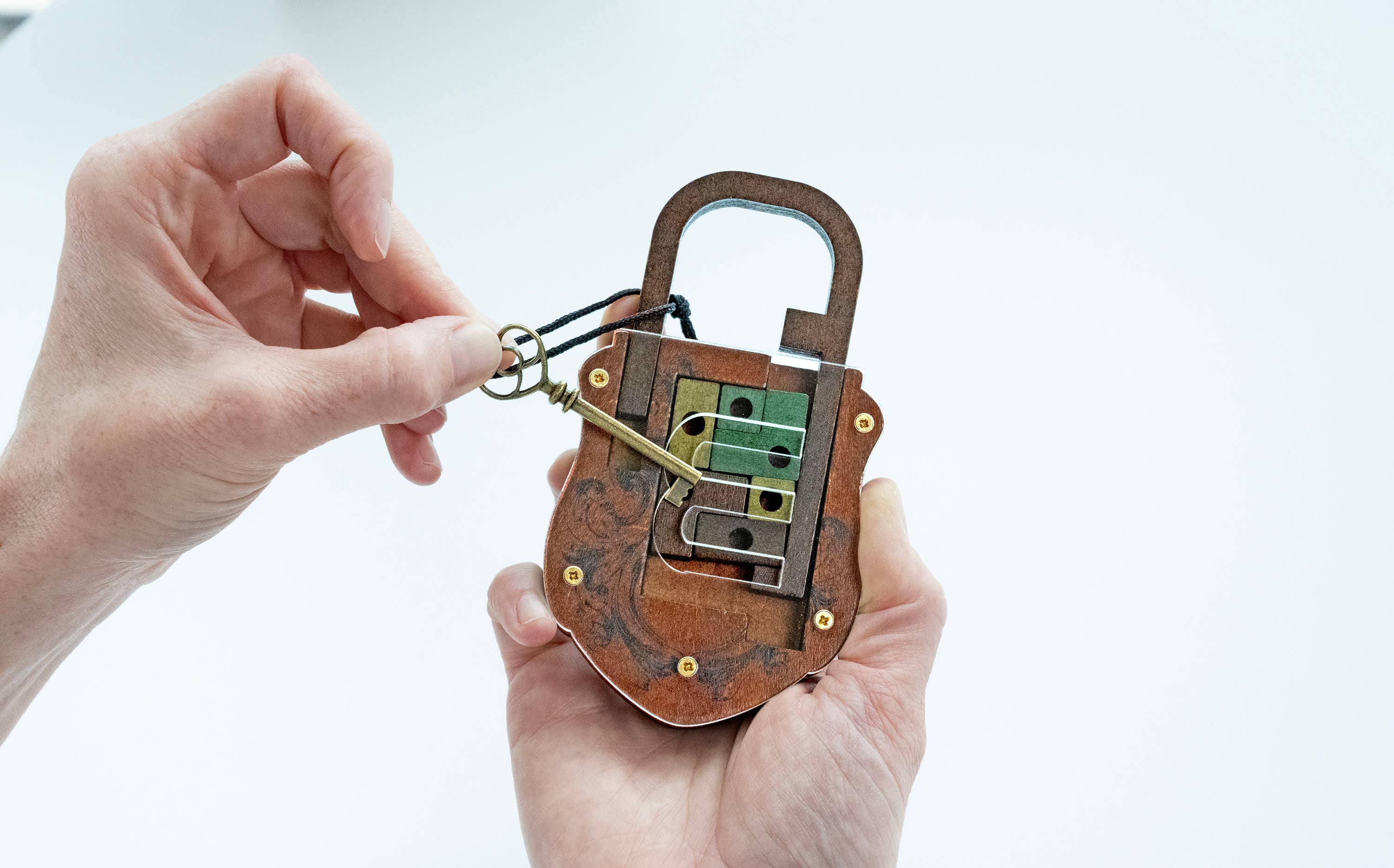 Egyptian Pin Lock puzzle close-up detail