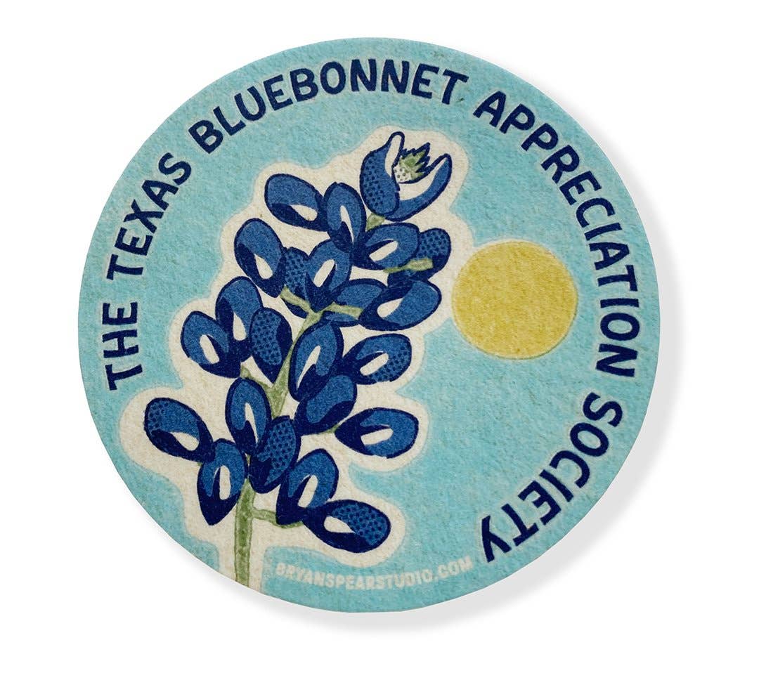 Bluebonnet Appreciation Society Sticker with floral design