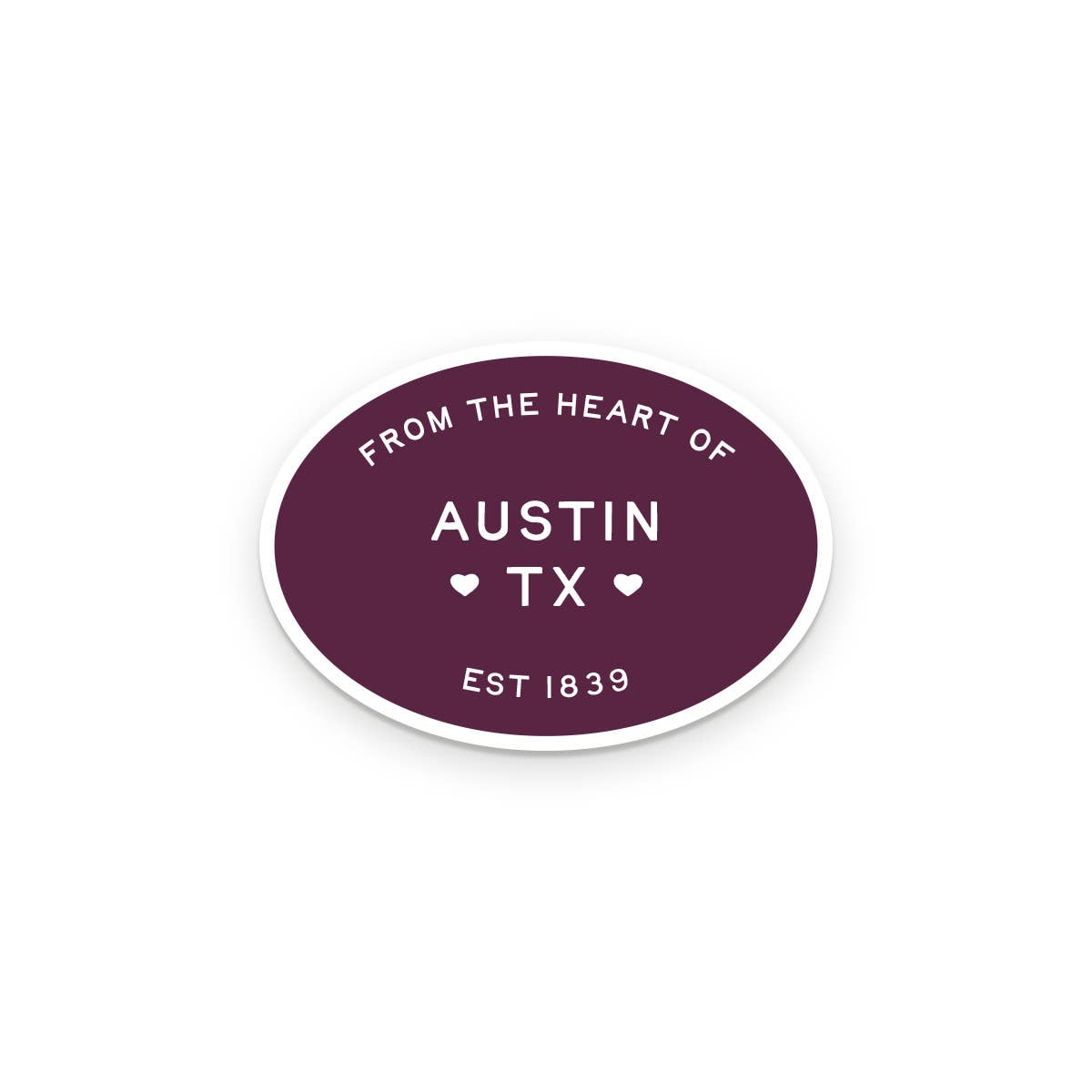 Custom City From The Heart sticker on display