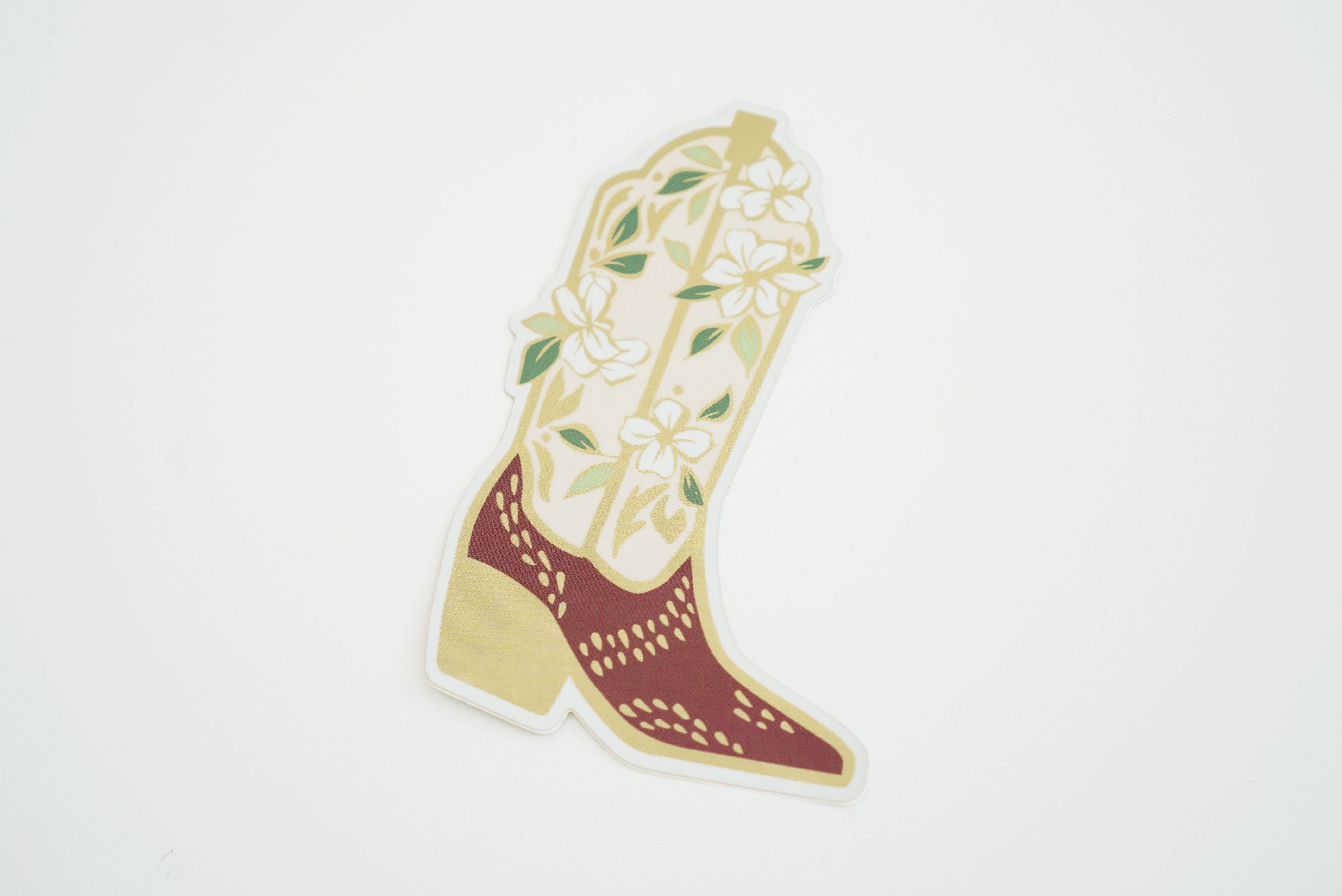 Western cowgirl boot gold metallic sticker detail view