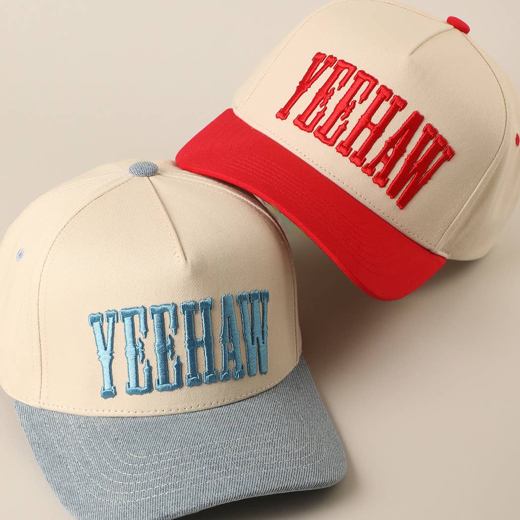 YEEHAW two-tone embroidered trucker hat back mesh detail