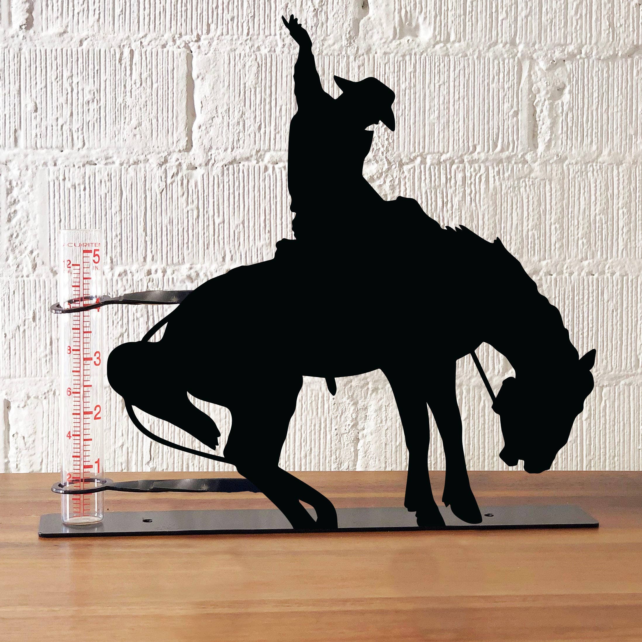 Bronco Rider Rain Gauge