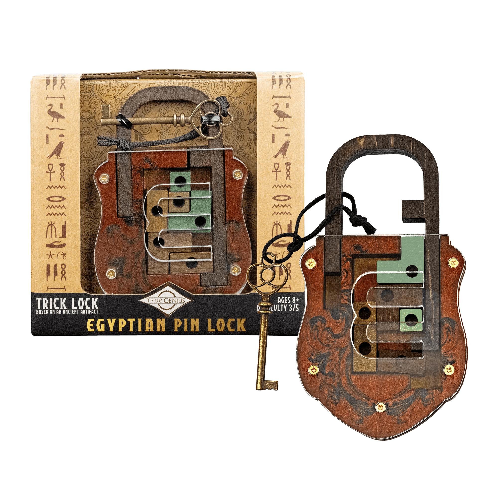 Egyptian Pin Lock wooden brain teaser puzzle