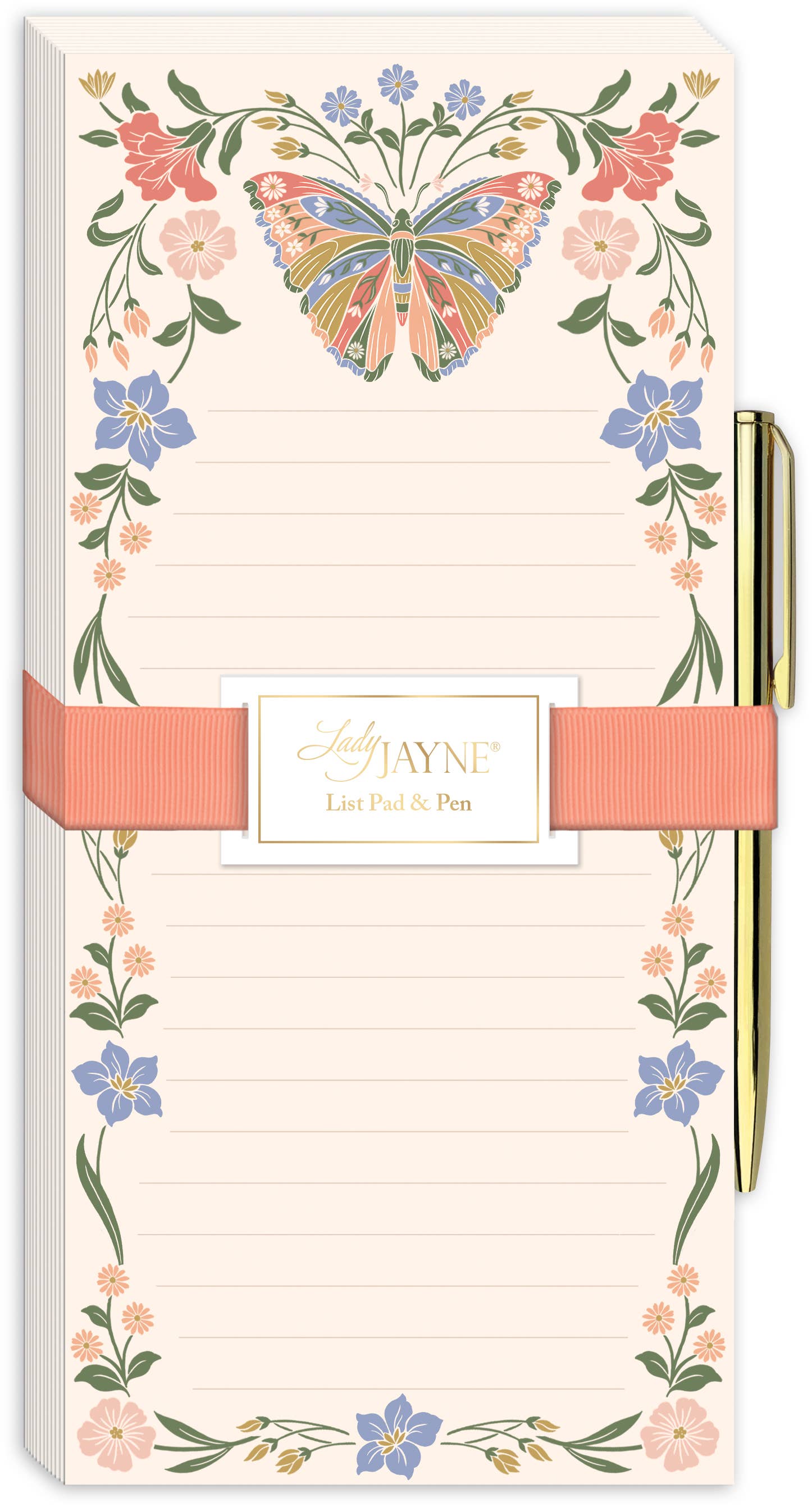 Butterfly Magnetic List Pad With Pen