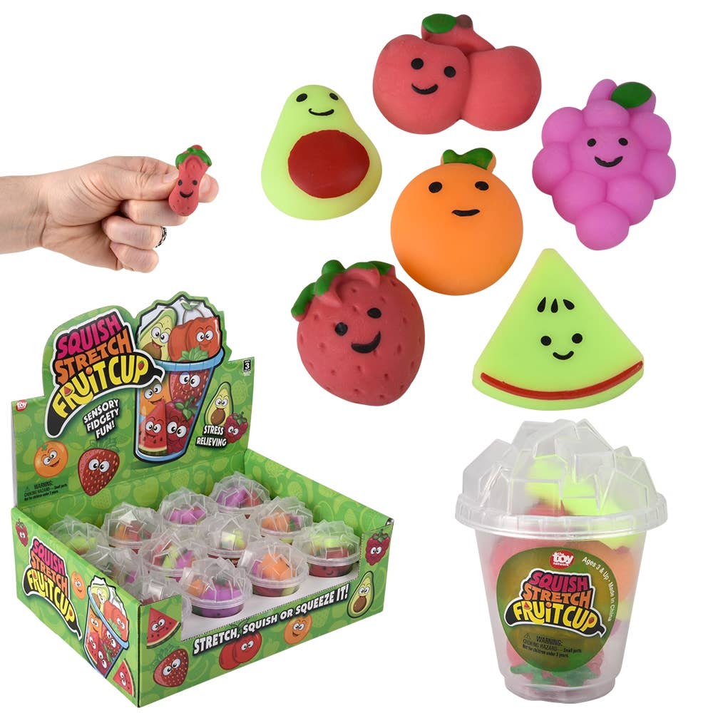 LLB squishy stretchy fruit cup toy 12 count display