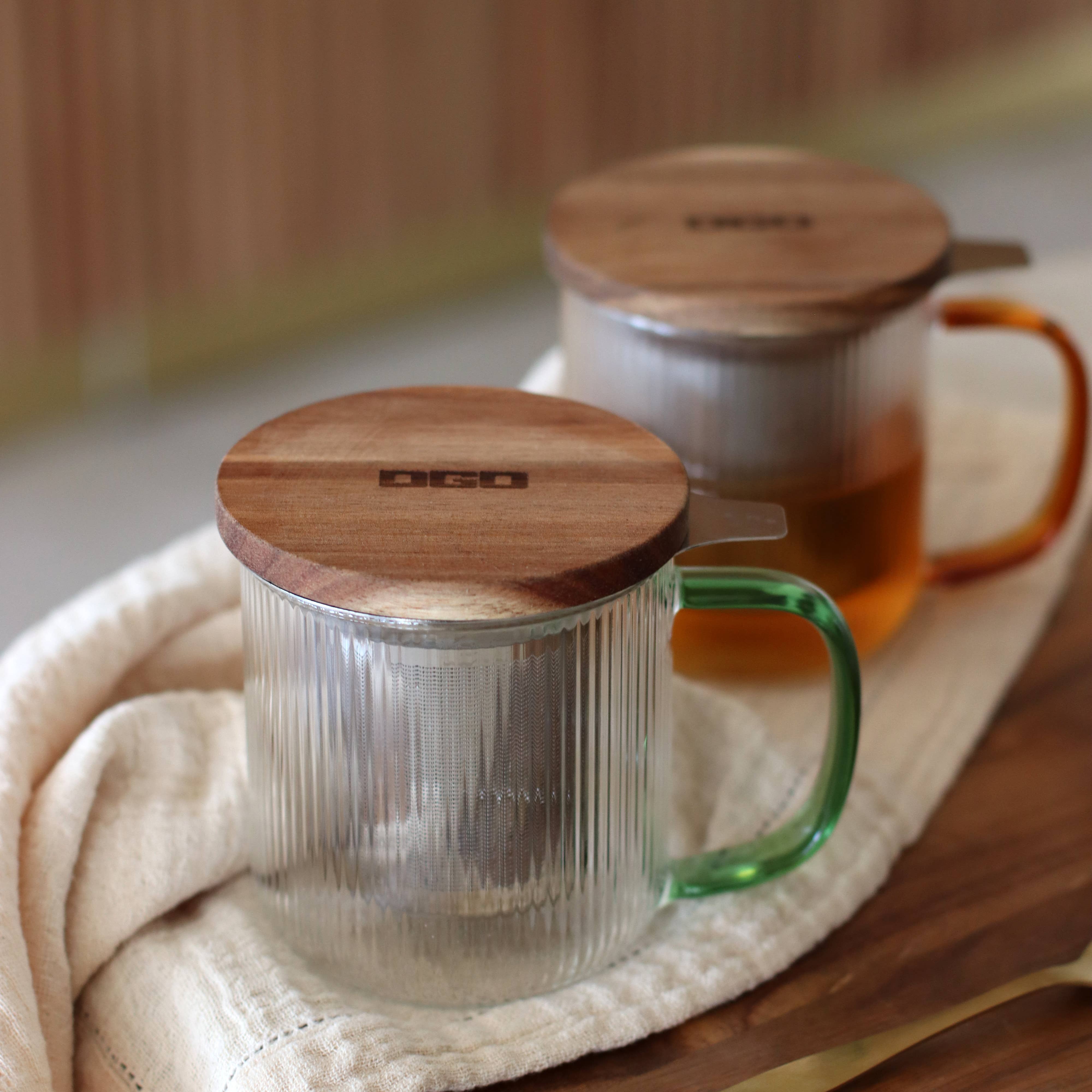 Karl 300ml borosilicate glass tea pot with jade handle