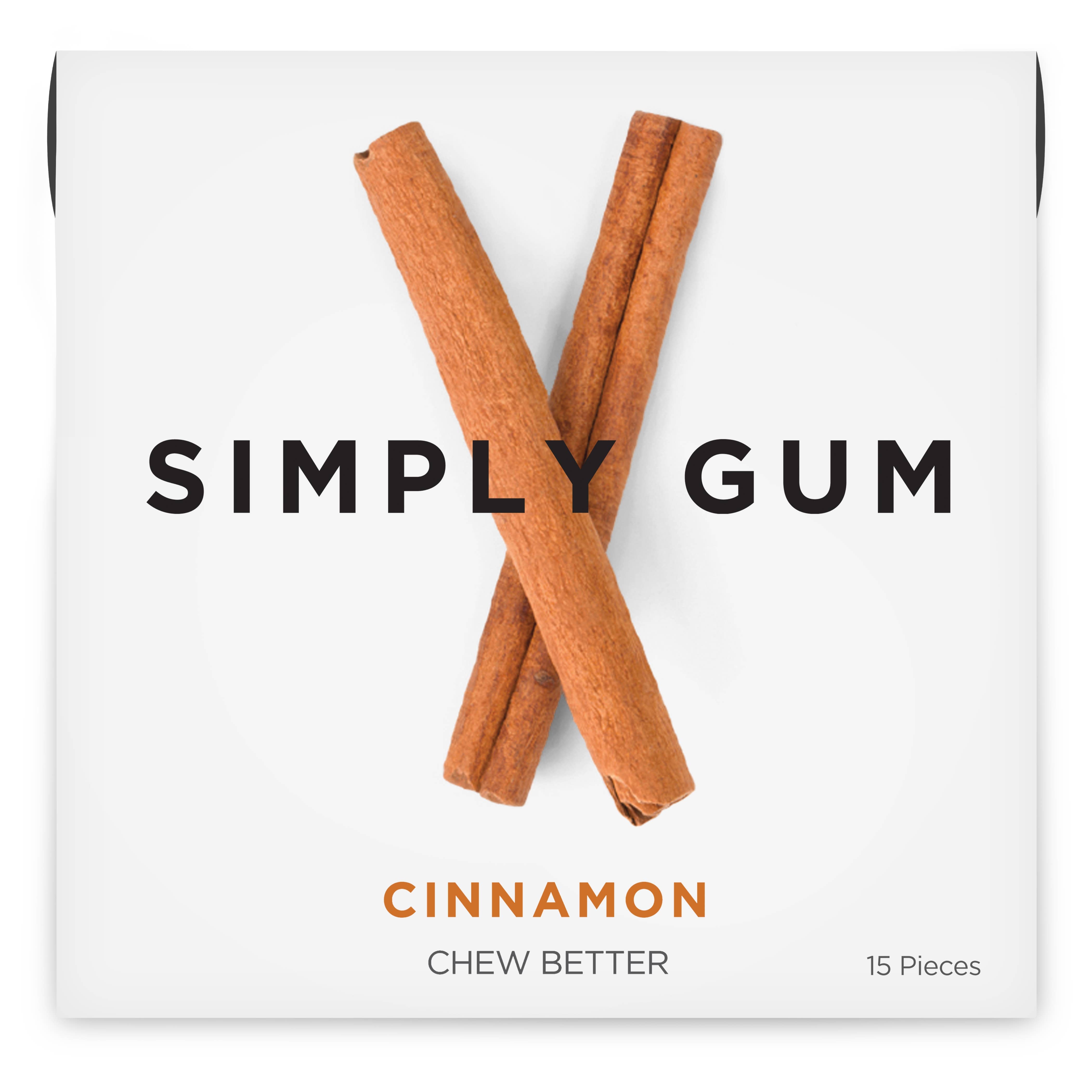Plastic-free cinnamon chewing gum 12 pack box