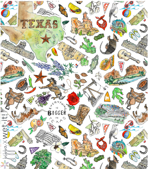Texas Wet-it Swedish dish cloth with Texas design