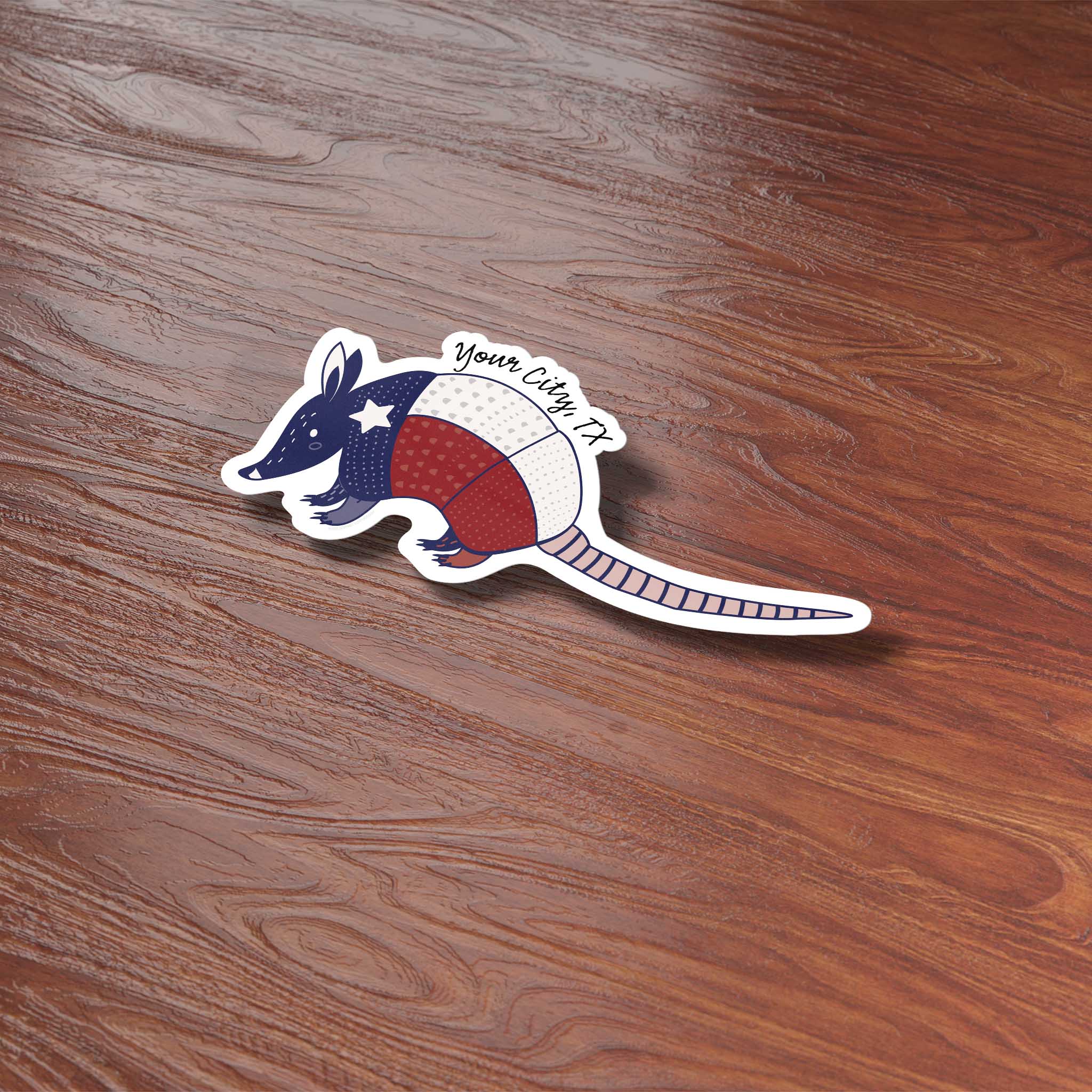 Custom Texas Armadillo Sticker - TX Name Drop Decal