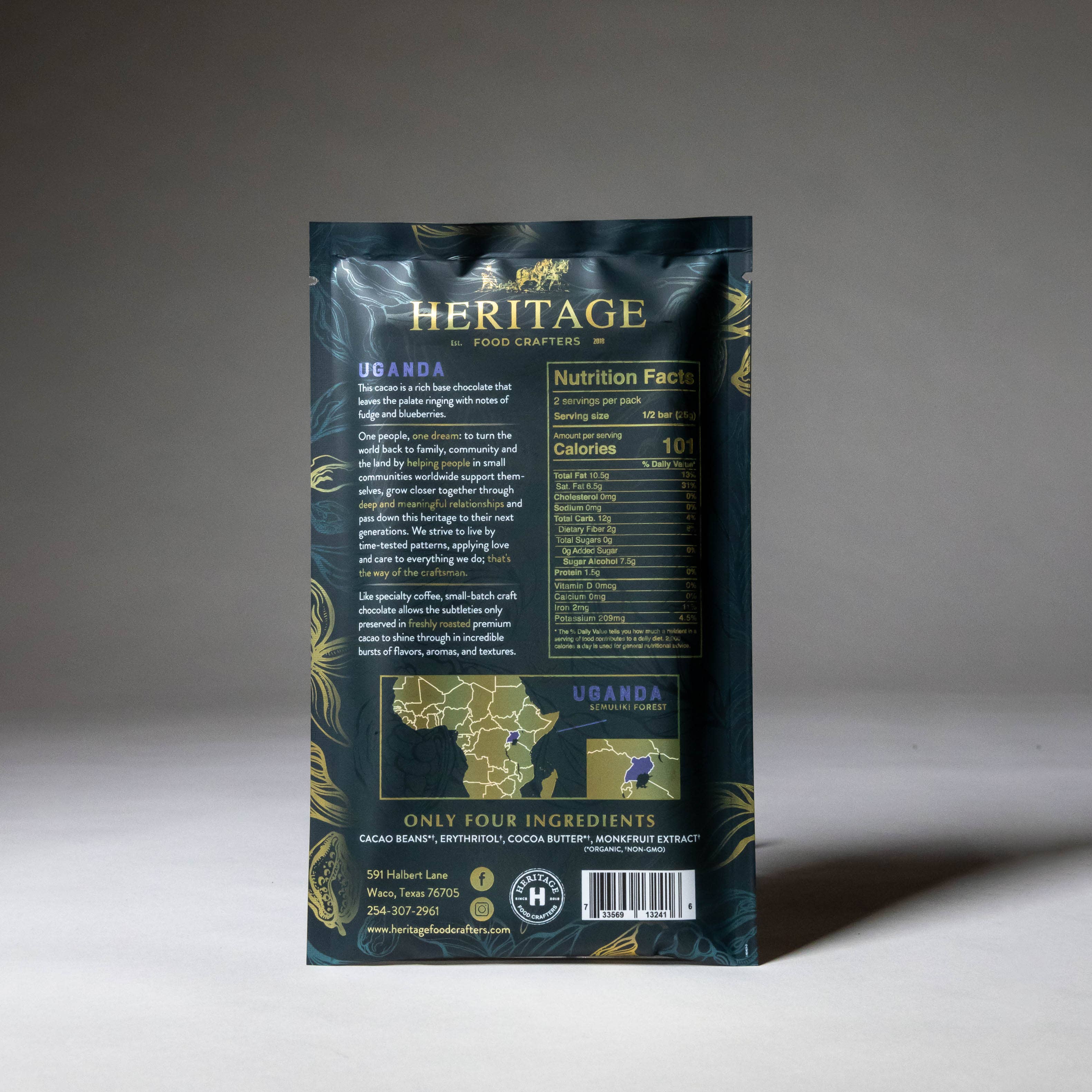 70% Uganda Dark 50g - Award-Winning Craft Chocolate Bars