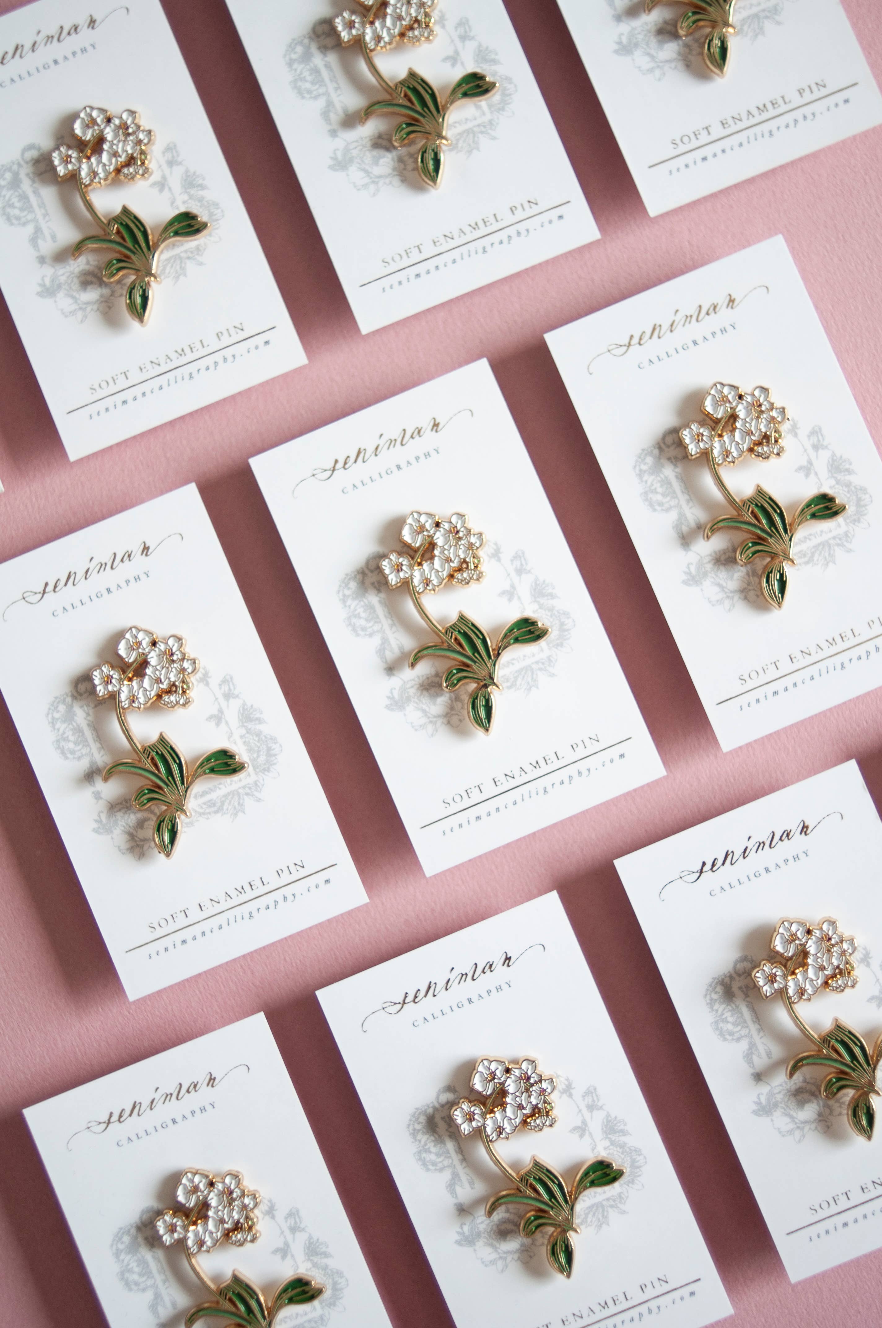 White Orchid Soft Enamel Pin