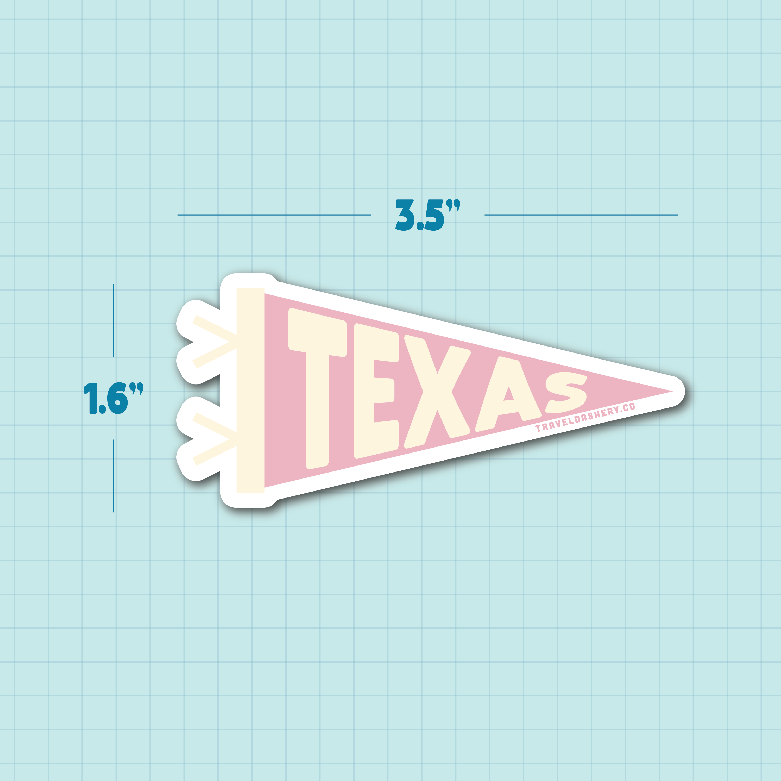 Texas pennant sticker detail view
