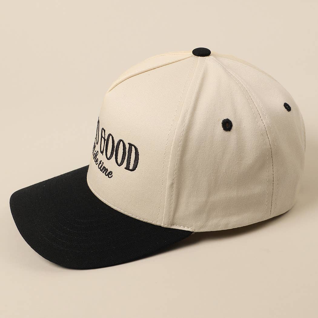 God Is Good All The Time embroidery trucker hat color option