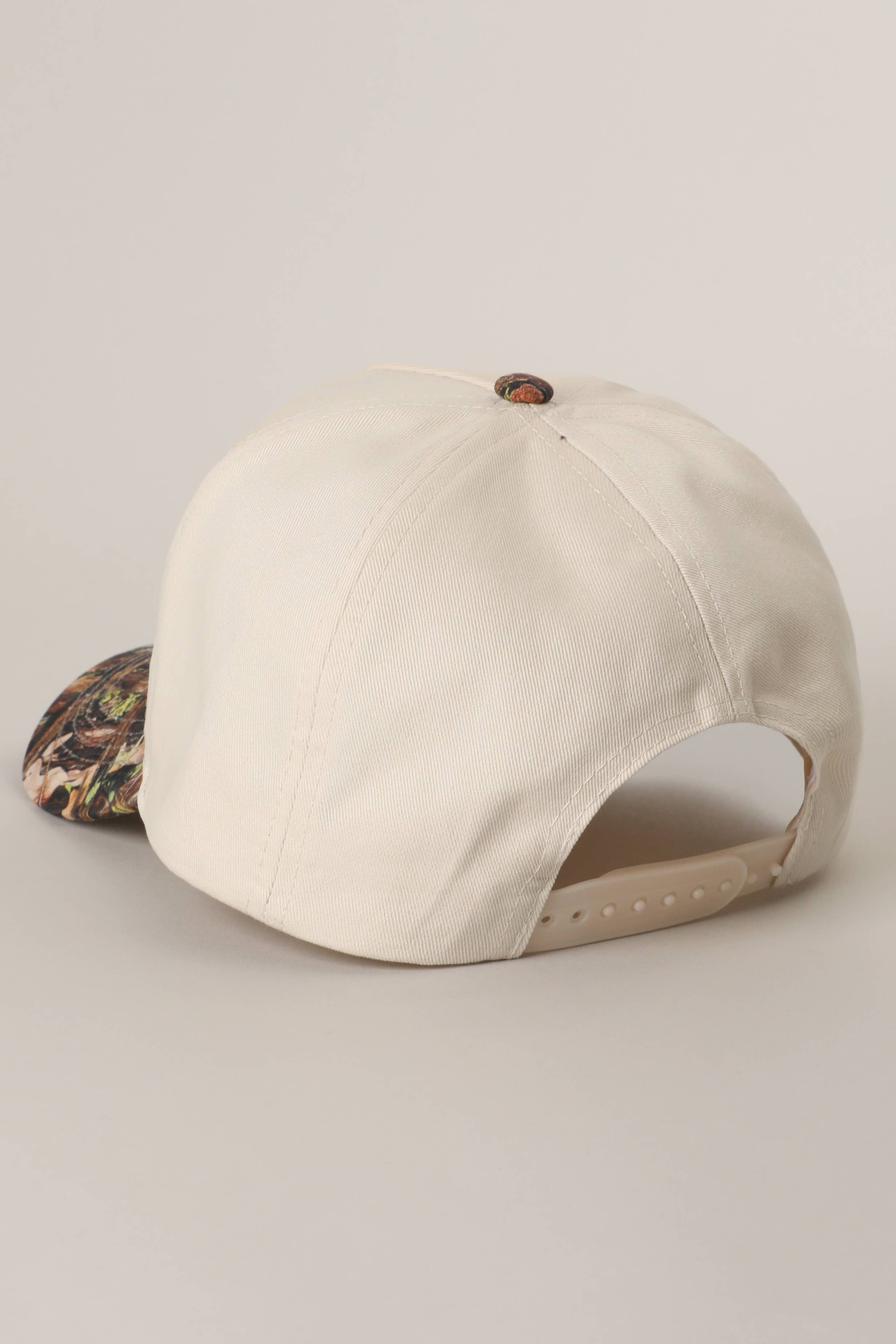 Daisy Bloom Embroidered Cotton Camo Baseball Cap