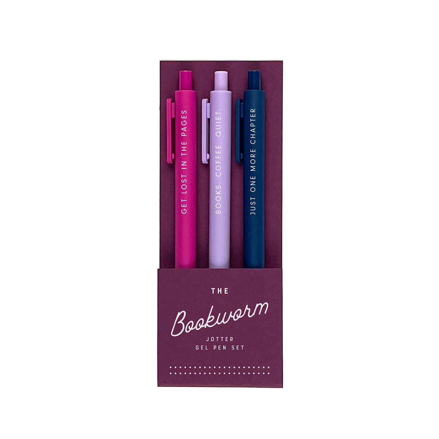 Bookworm Jotter Gel Pen set of 3 with book-themed designs