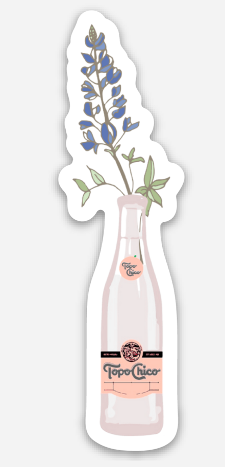 Topo Chico Bluebonnet Sticker Texas-themed vinyl decal