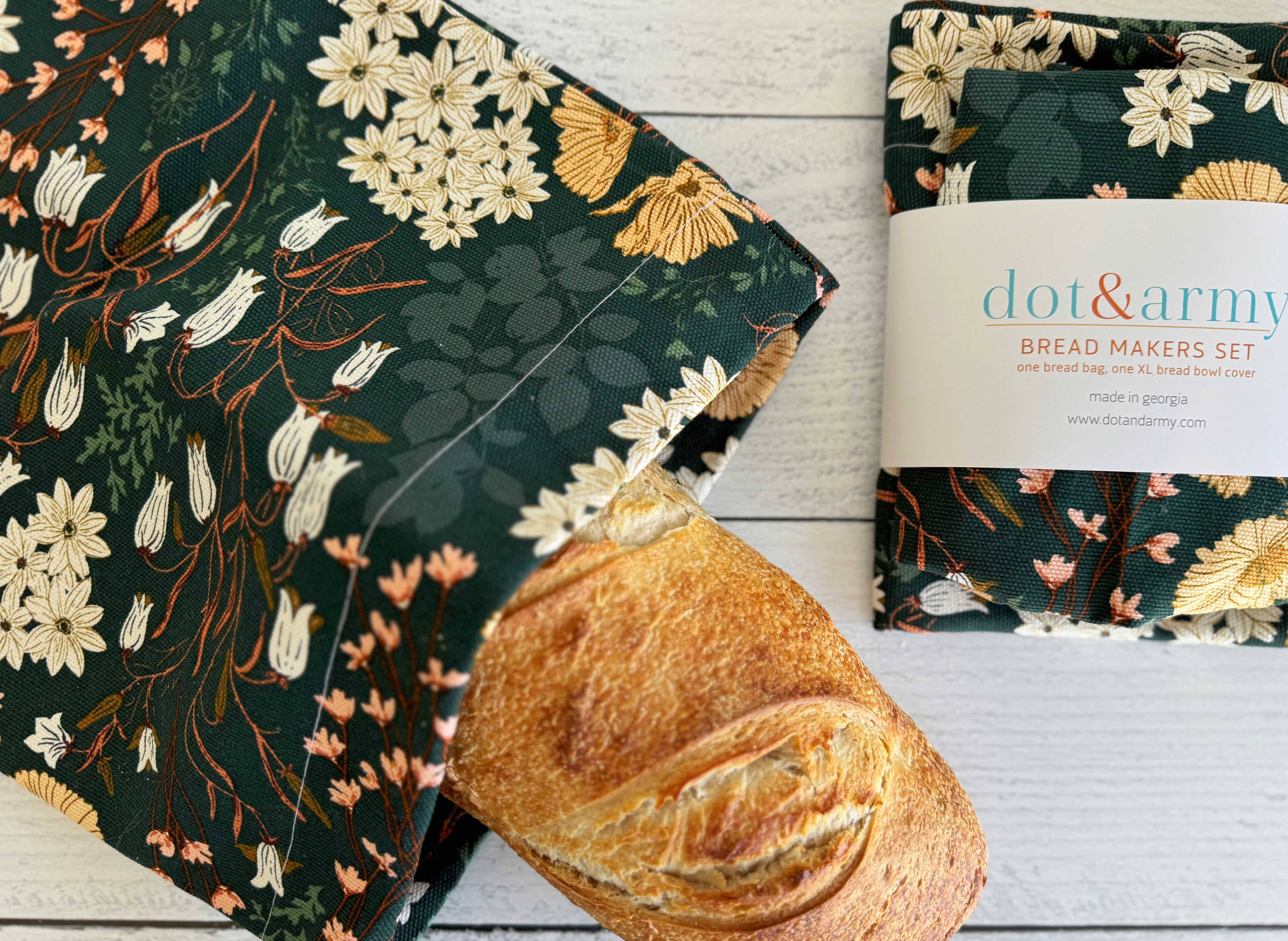 Bread Makers Set- Bowl Cover and Bread Bag- Enchanted Garden