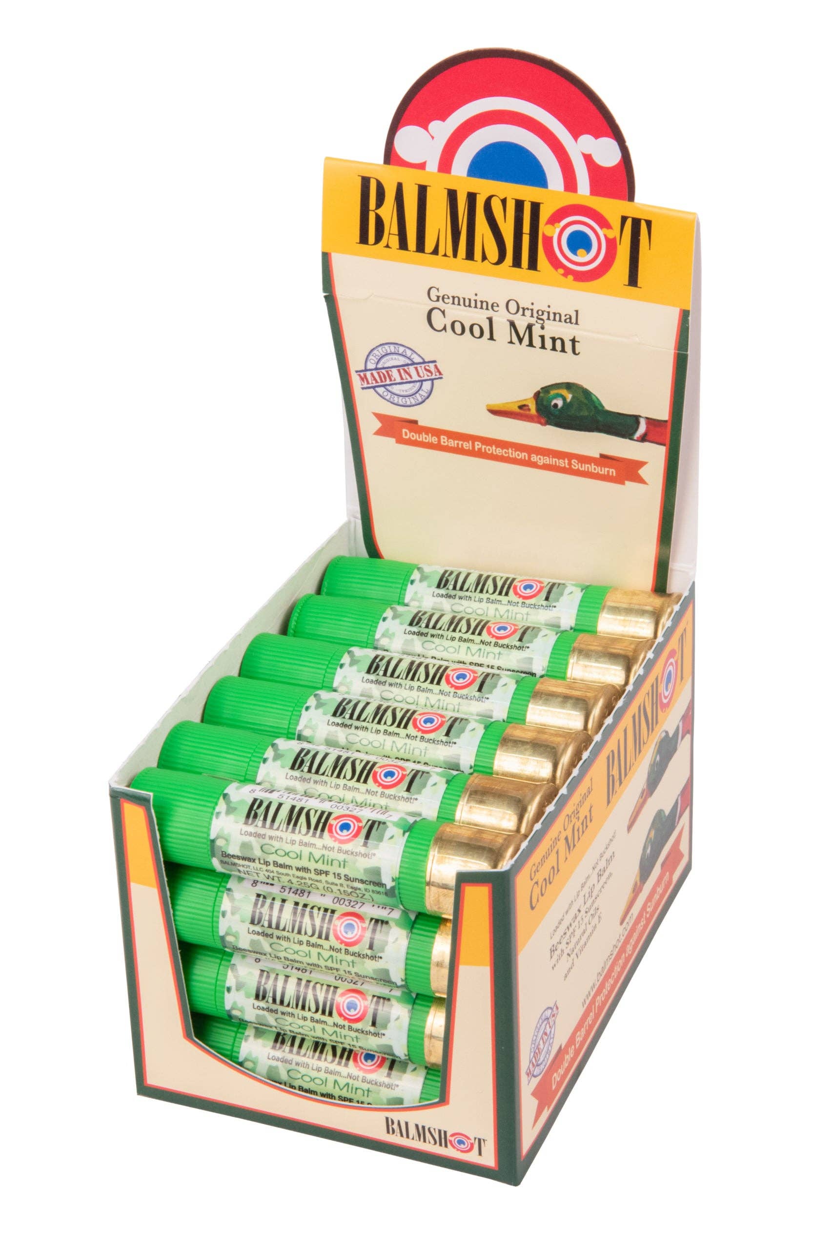 Shotgun Shell Lip Balm | Cool Mint Camo | SPF 15 | 24 Pack