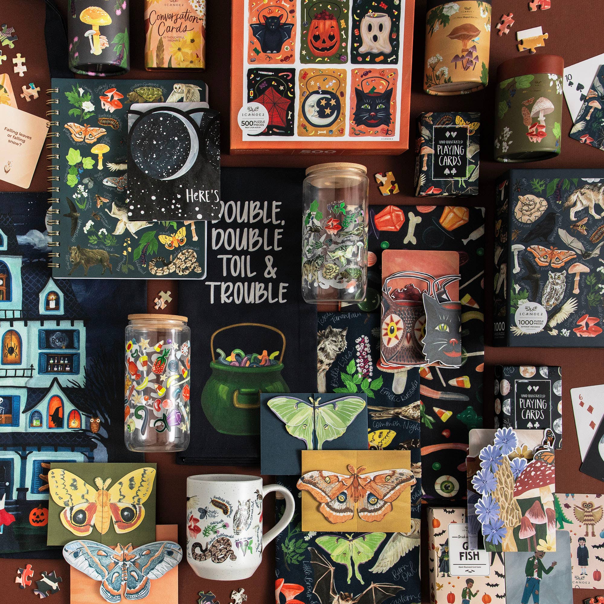 Midnight Flora & Fauna Glass Can