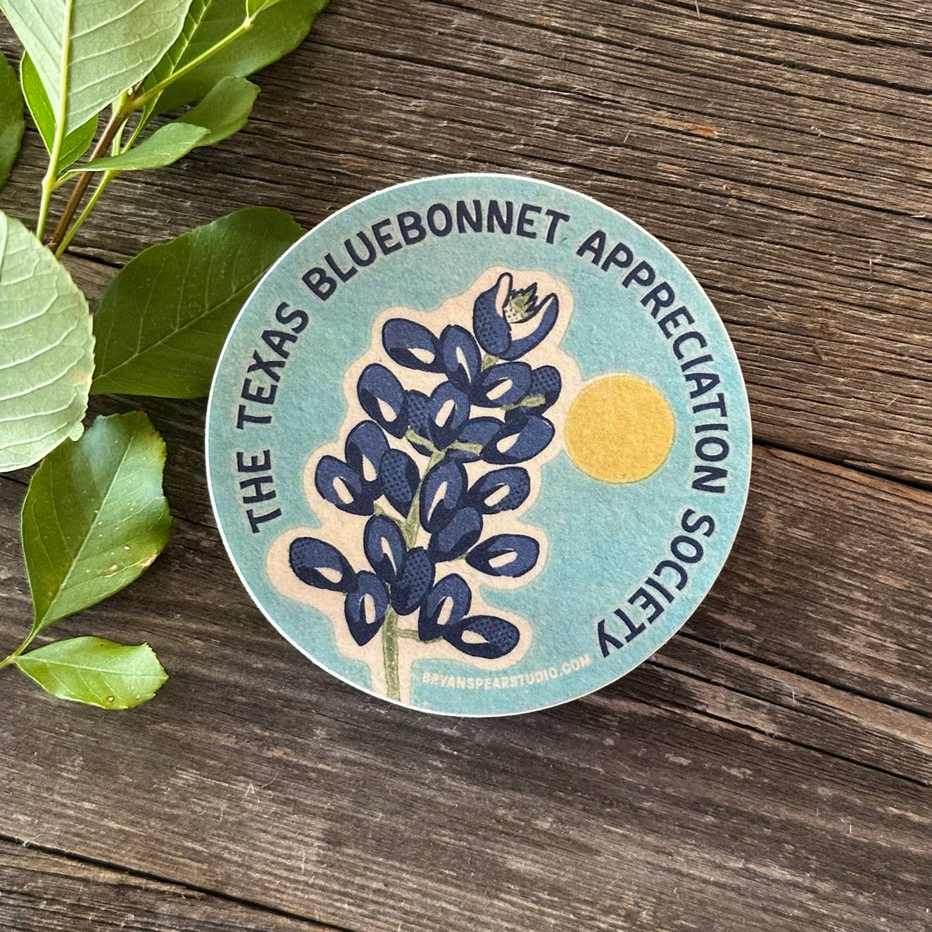 Bluebonnet Appreciation Society Sticker close-up detail