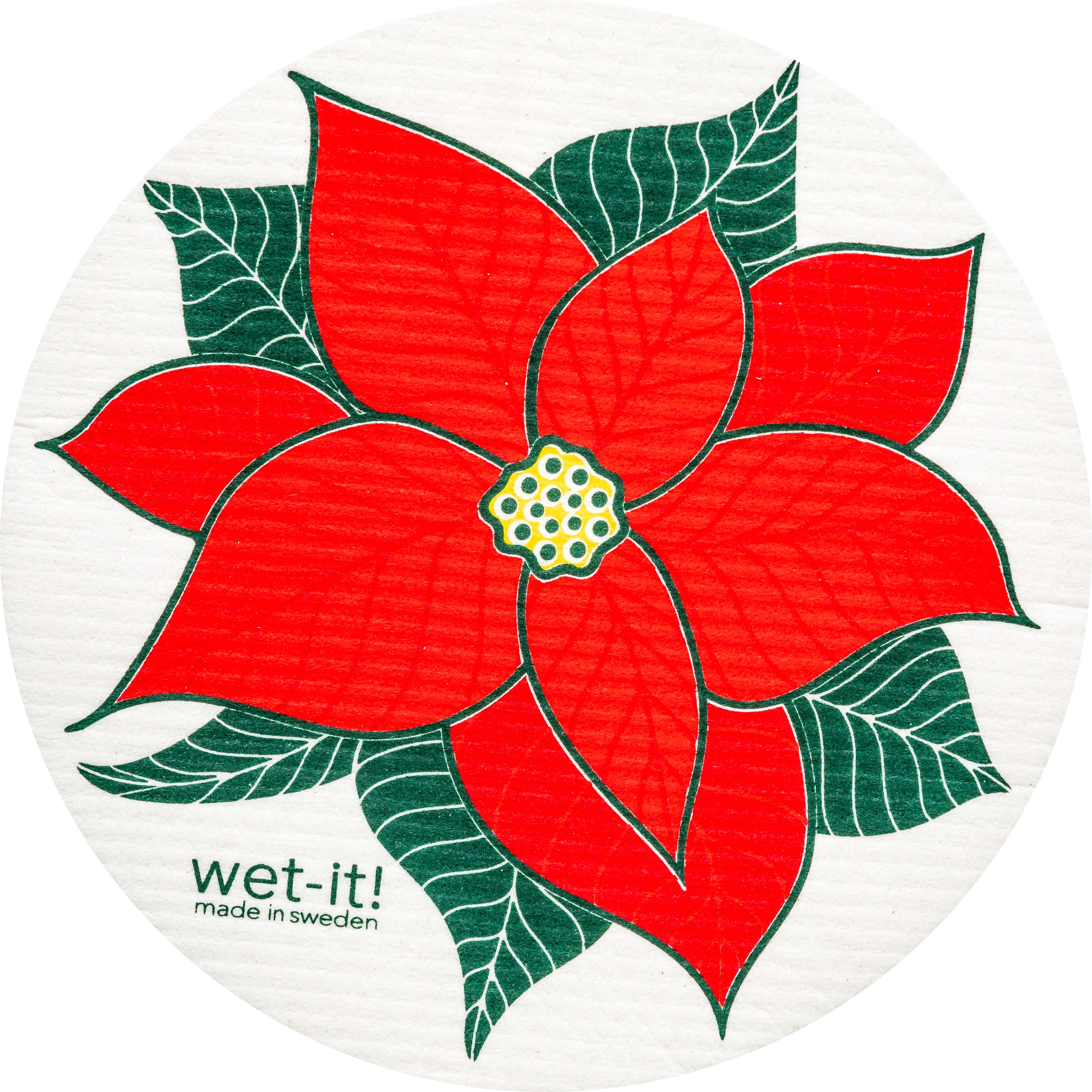 Poinsettia Round Swedish Cloth