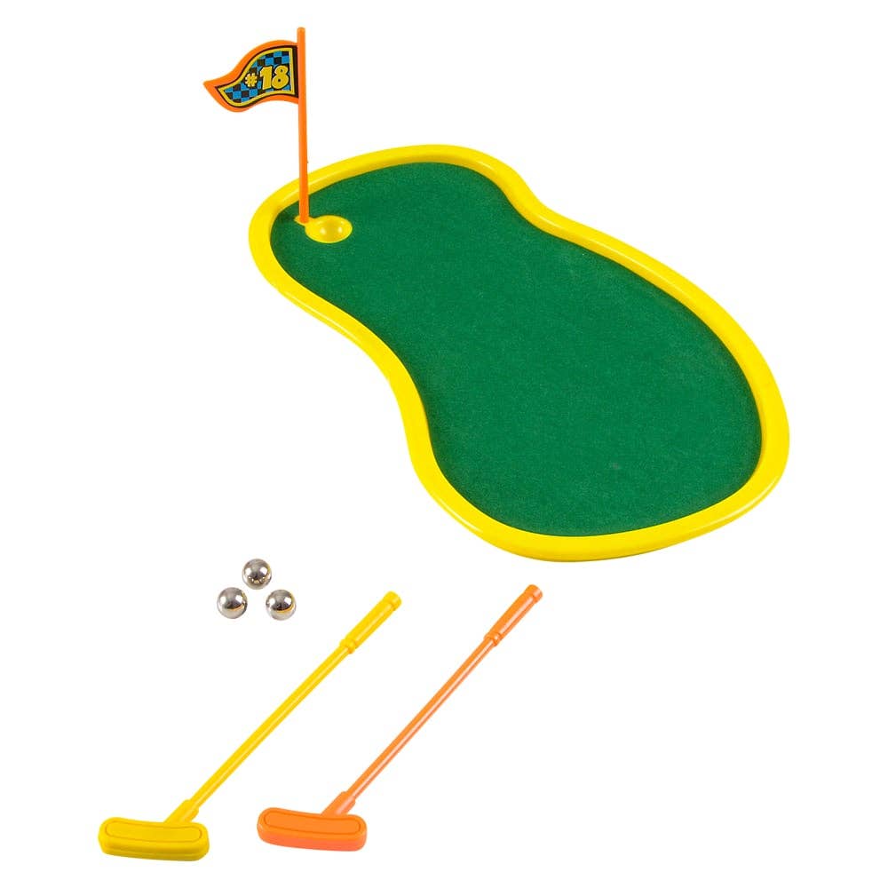 Kids mini golf putting green toy in use