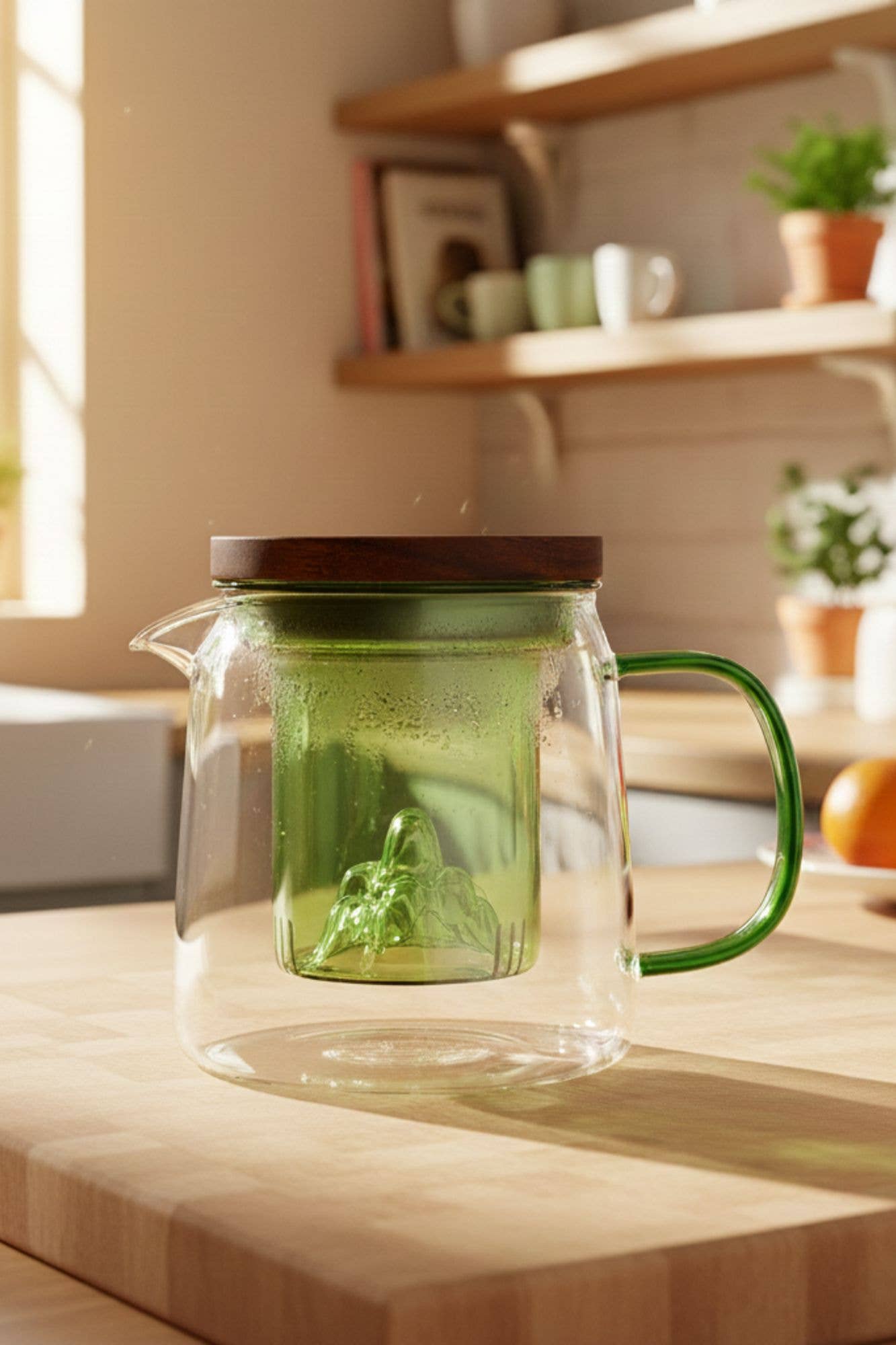 450 ml glass teapot with handle and jade infuser LASKA