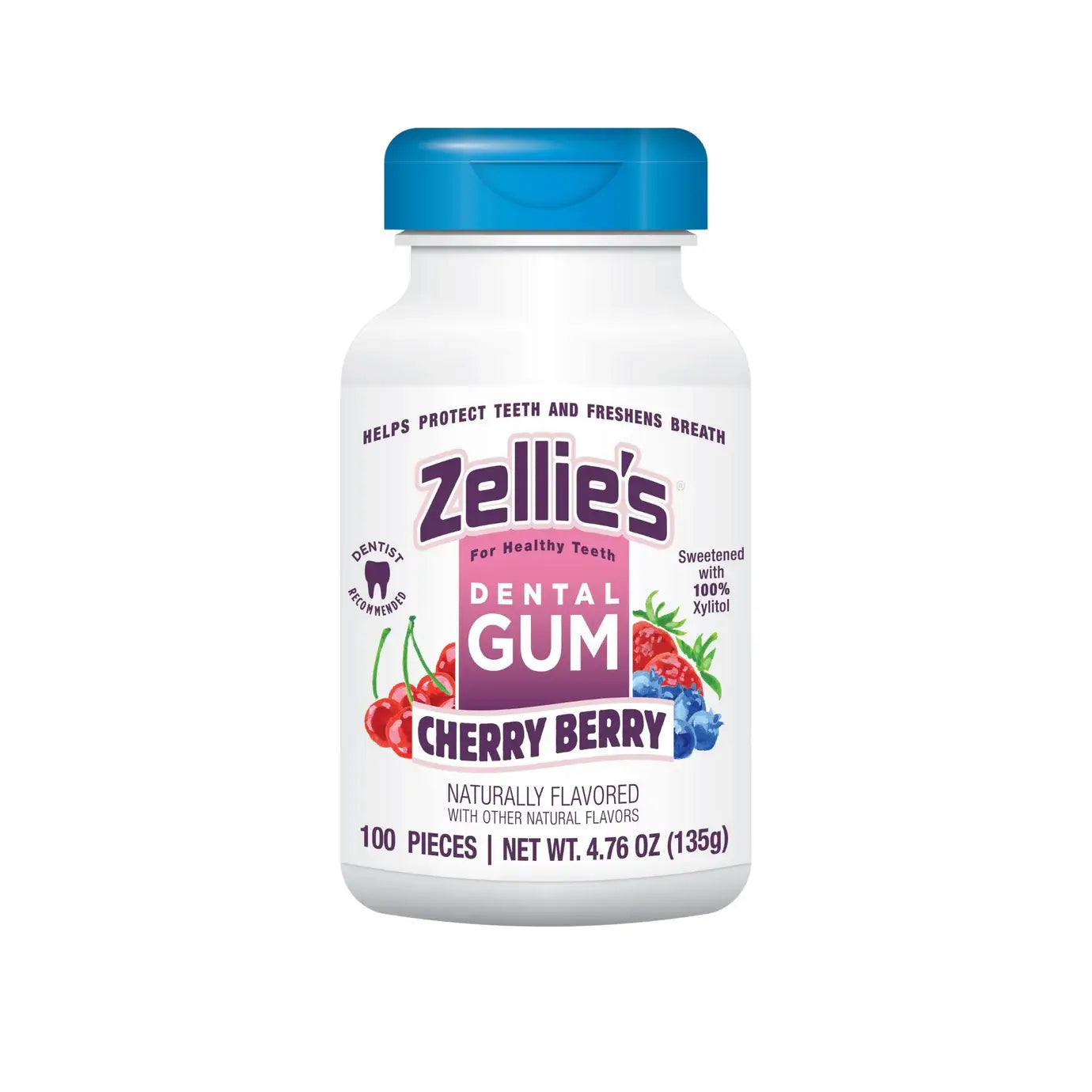 Zellie's Xylitol Dental Gum - Cherry Berry 100ct Jar