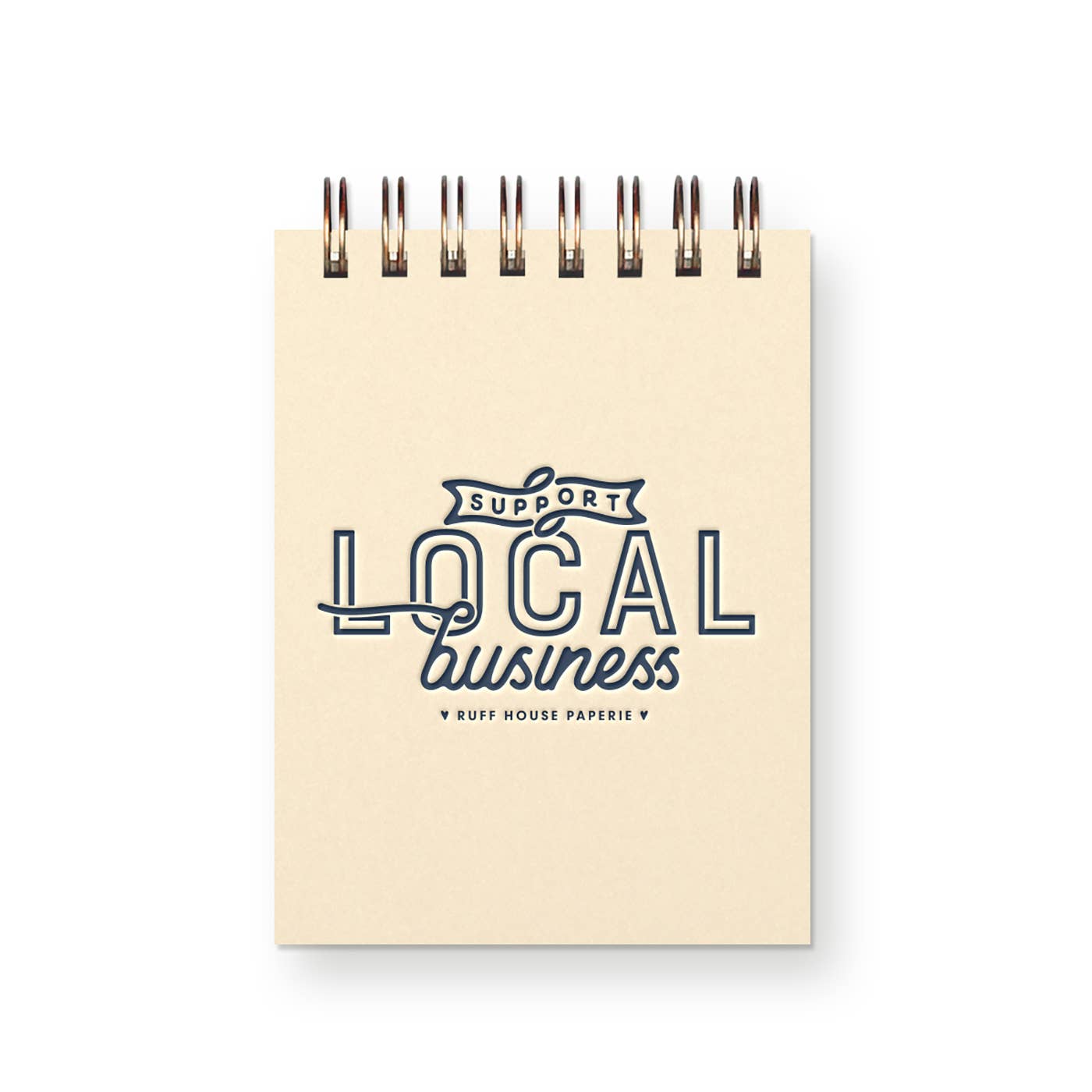 Custom Support Local Business mini jotter notebook front view