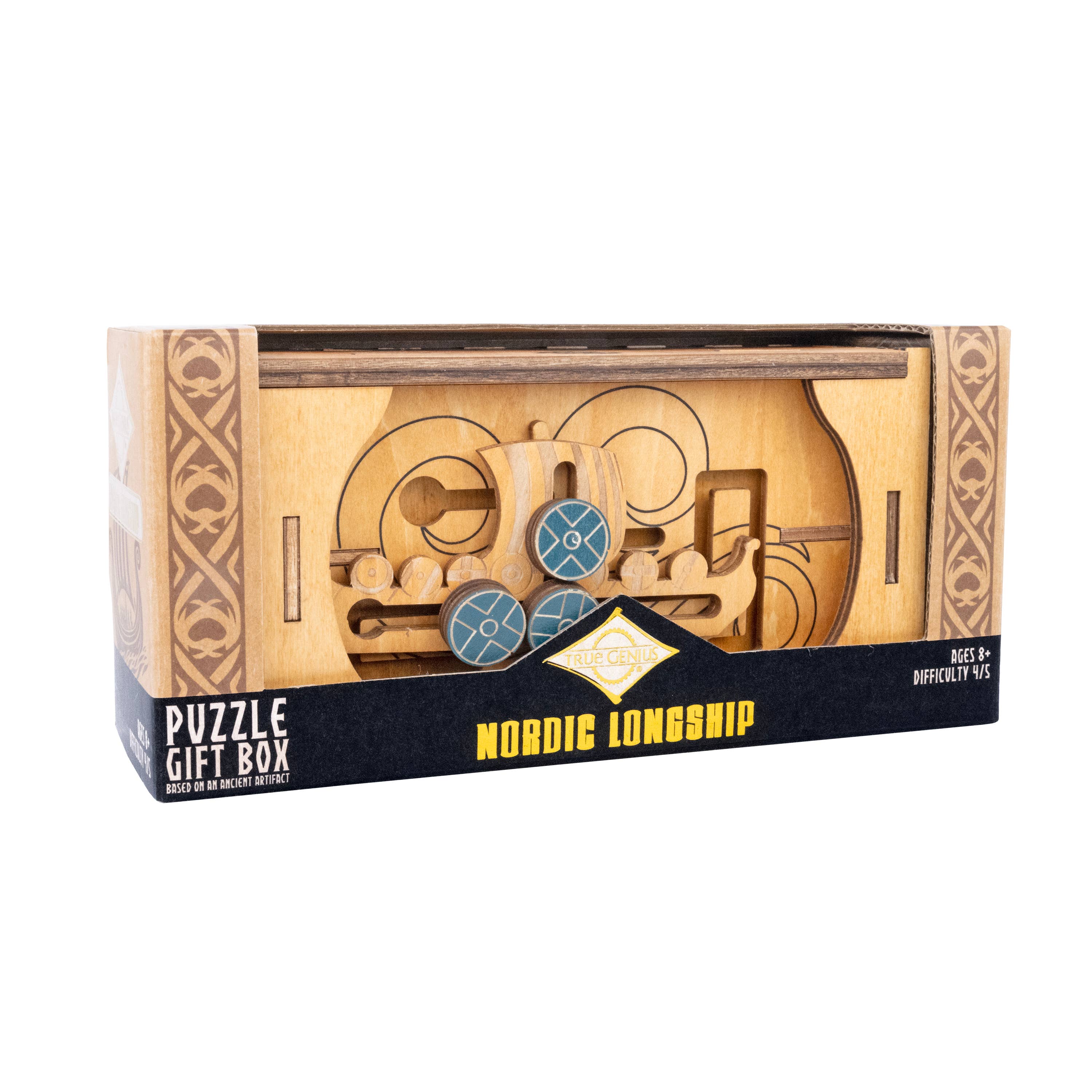 Nordic Longship Secret Puzzle Gift Box side angle