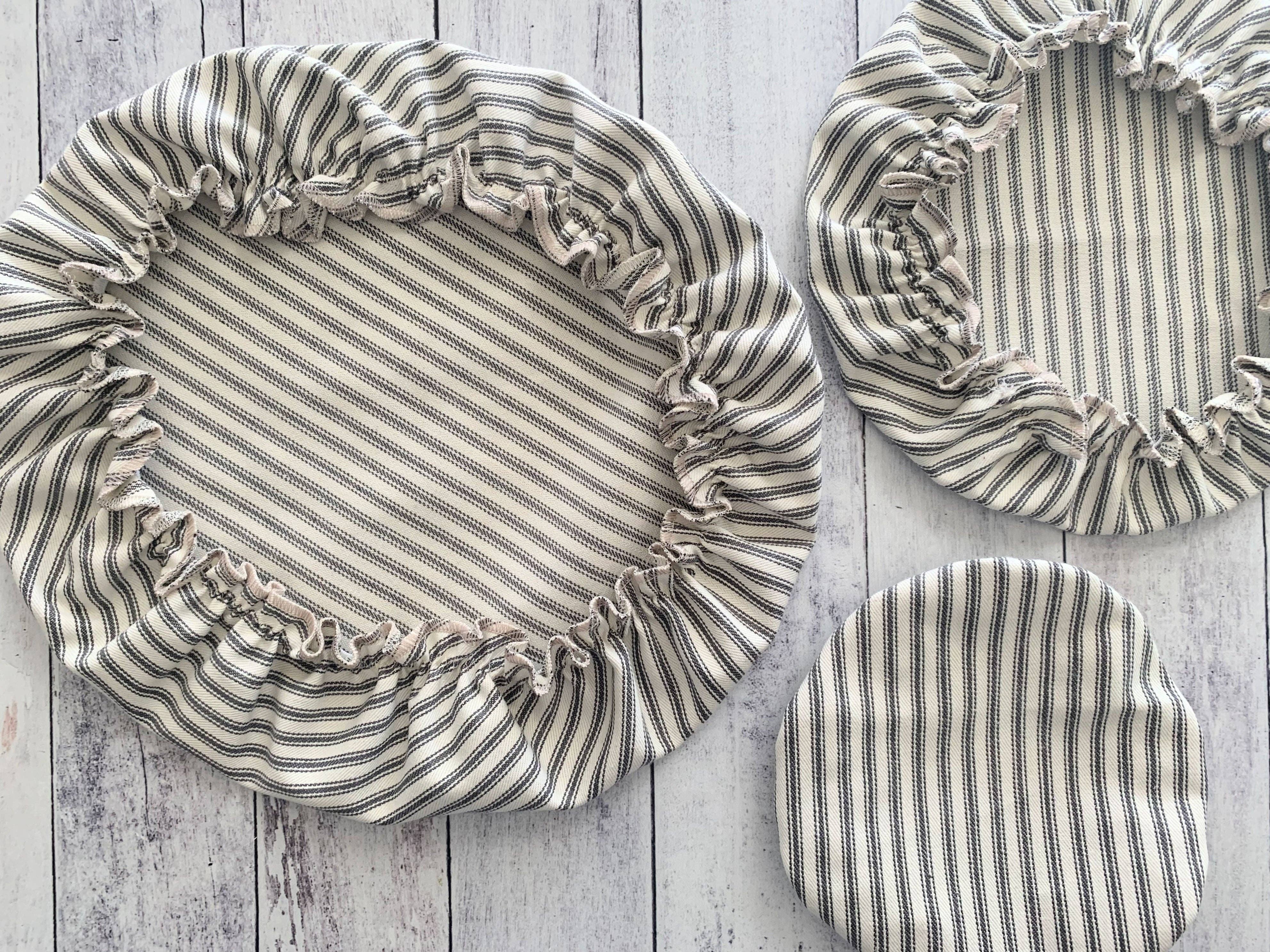 Reusable Bowl Covers, set of three- ticking stripes