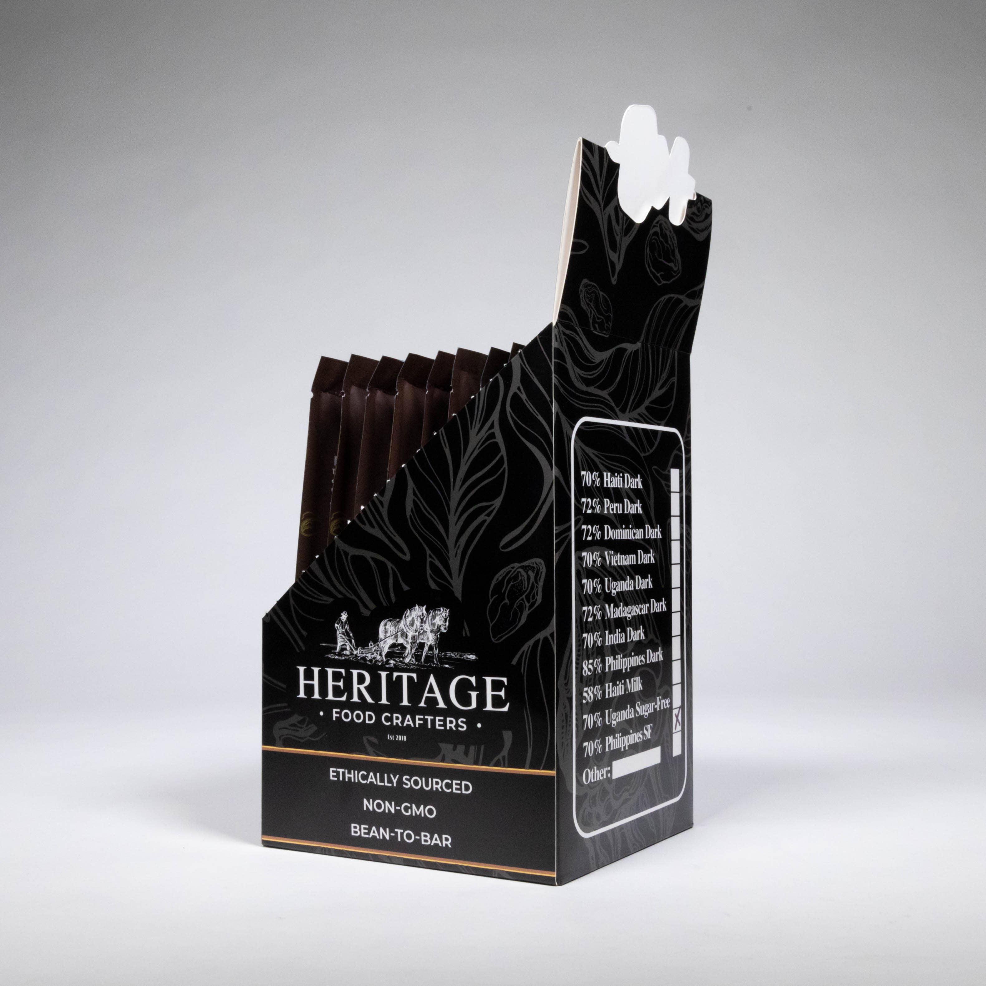 72% Peru Dark 50g craft chocolate bar alternate view